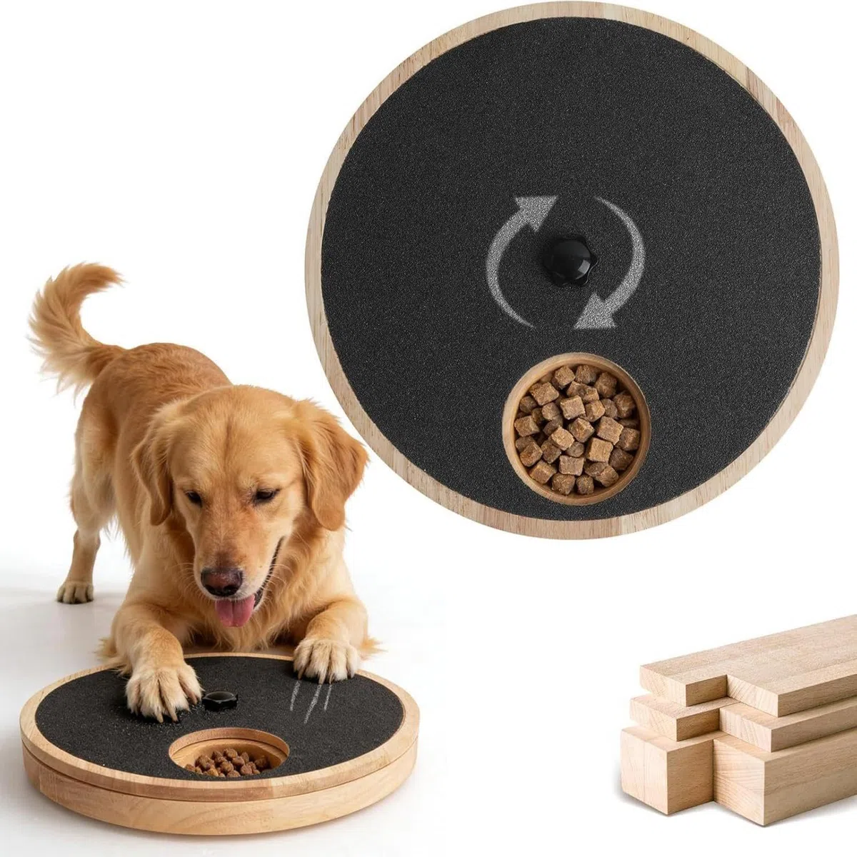 Per Unghie Per Cani Con Tavola Graffiante | Tappetino Graffiante Girevole Per Animali | 3-in-1 Toeletta E Mangiatoia Lenta Con Scomparti Per Bocconcini | Per Cani Da Interno, Taglio Artigli E Gio