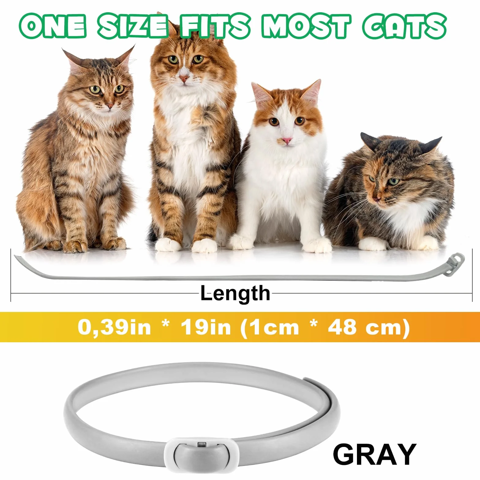 Collare Antiparassitario per Gatti, Collare Antipulci Gatto - 24 Mesi di Protezione Effettiva (4 Pezzi) (Grigio, 4 Pezzi)