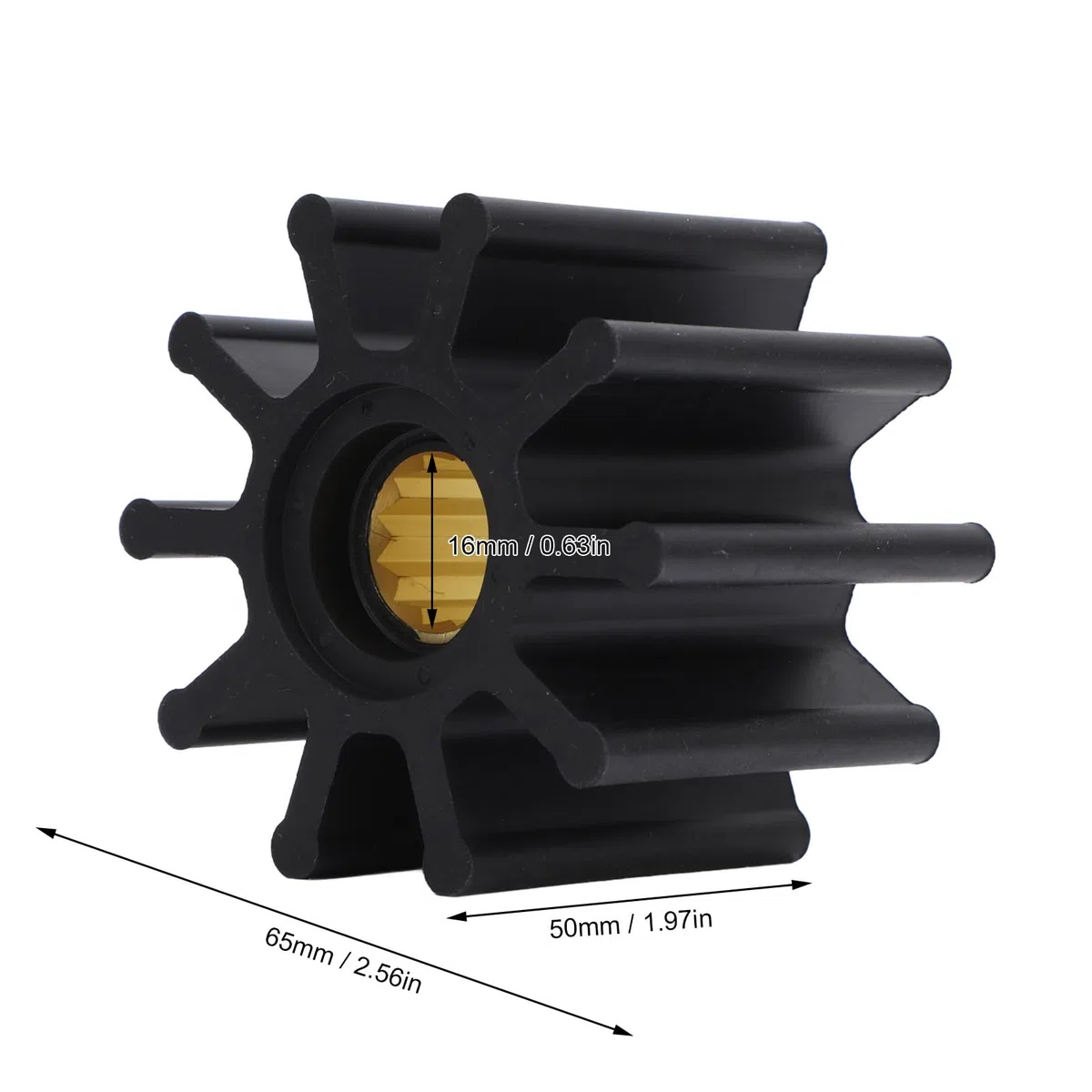 Cocoarm Girante della Pompa dell'acqua Girante della Pompa dell'acqua del Motore Fuoribordo in Gomma e Metallo 10 Pale 12 Denti con Guarnizione 65 Mm X 50 Mm per Ricostruzione del Motore della