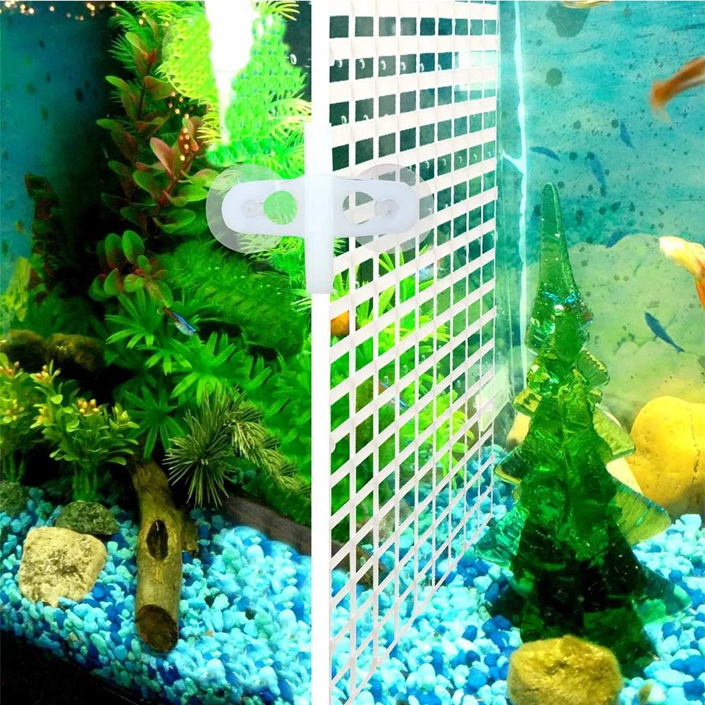 4 Pezzi Fishtank Divisori,Vassoio Acquario Cassa,Acquario con Griglia di Isolamento,con 4 Clip,per Acquari isolare Board Grid Vassoio Egg Crate Filtro Inferiore (Bianca)