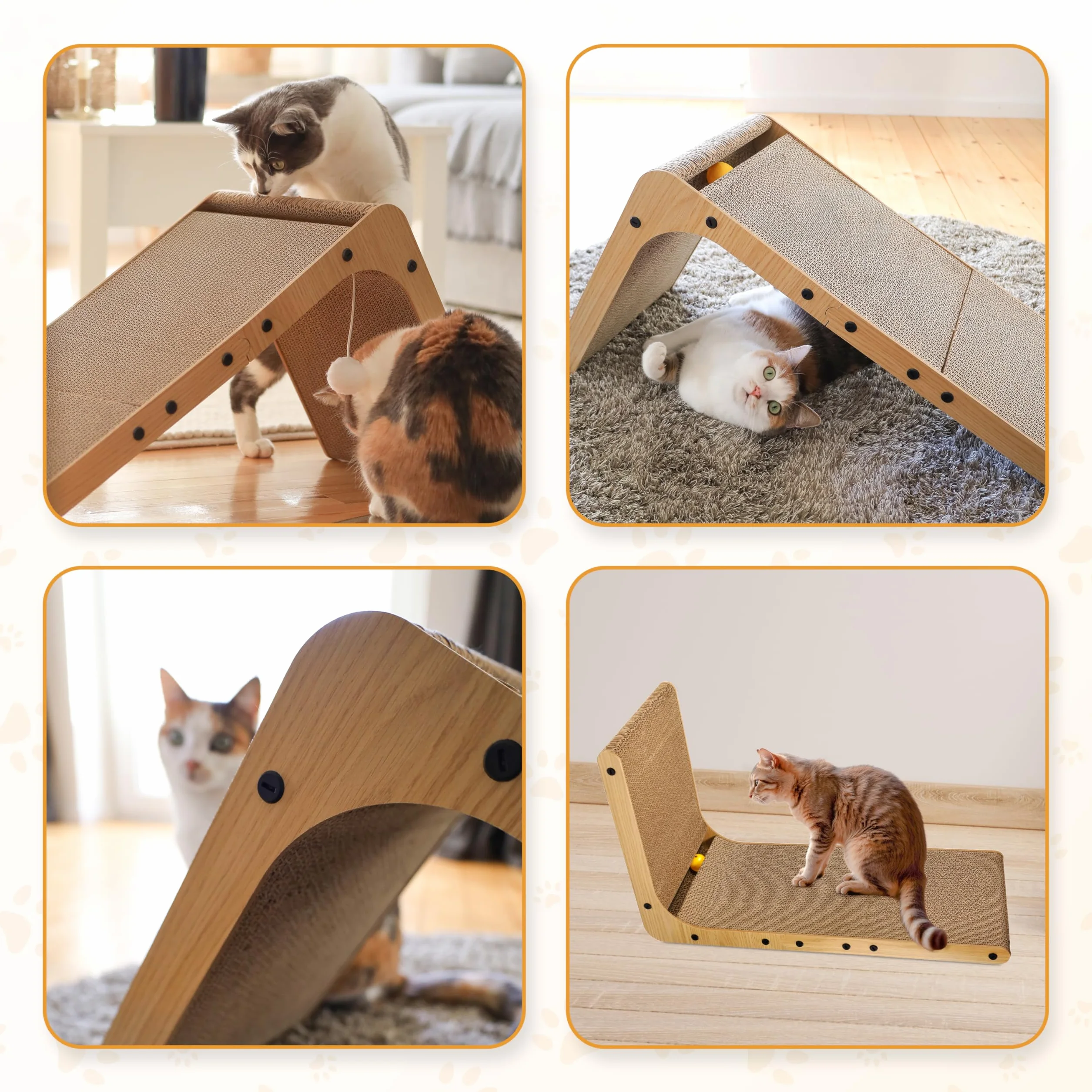 Tavoletta tiragraffi per gatti – in cartone ondulato – robusta e resistente – con erba gatta – ideale per la cura delle unghie e il gioco – forma piatta o ad L