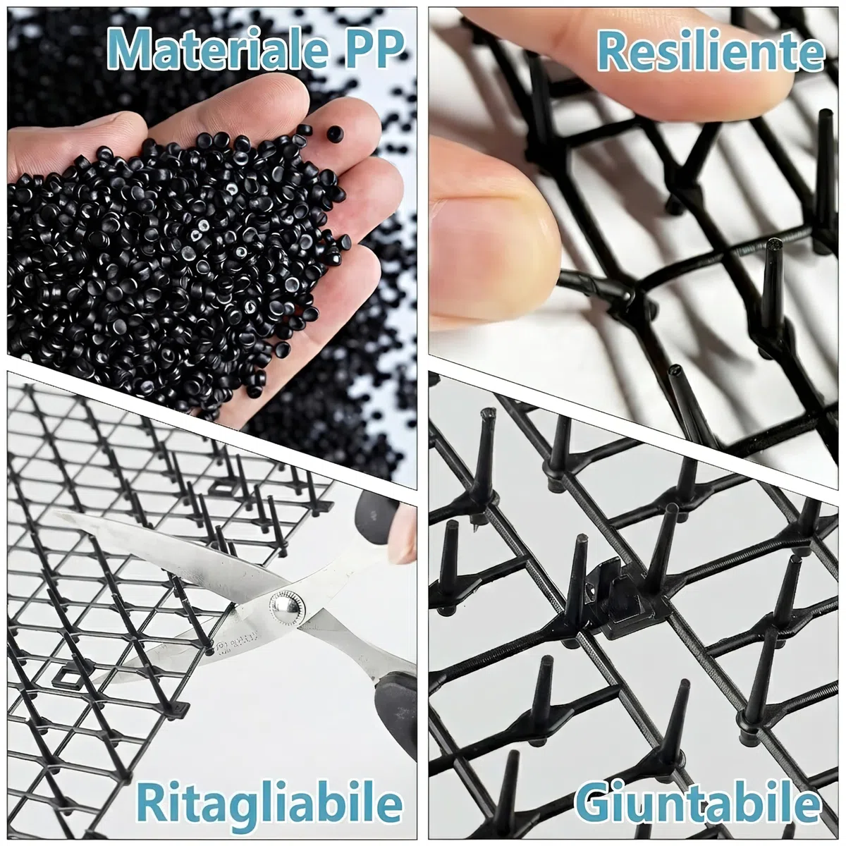 Tappetino repellente per animali domestici, bianco, 2 m, con 8 picchetti a terra, 8 fascette con zip, tappetino repellente per gatti con punte delicate per giardino/cortile, tappetino