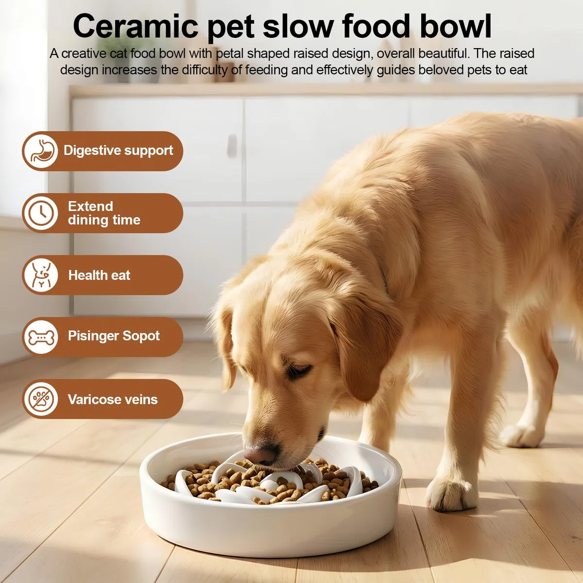 Ciotola per cani in ceramica, 800ML anti-soffocamento Ciotola per Cani Anti Ingozzamento, per mangiare lentamente, Cibo lento per animali domestici Ciotole per Cane e gatti, 20cm