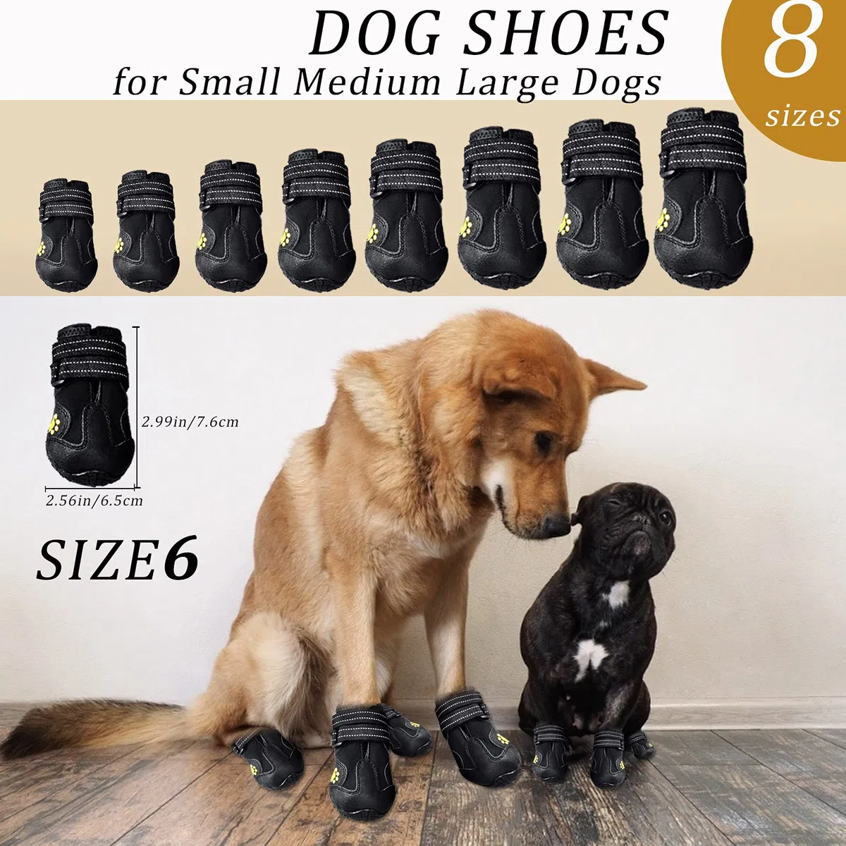 4 Pezzi Stivali per Cani,Scarpe Antiscivolo per Cani,Resistente Impermeabili con Cinghie Regolabili Riflettenti per Cani Media e Grande