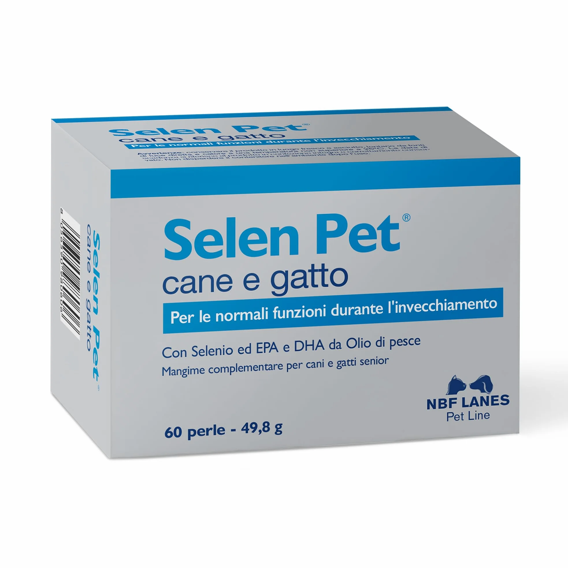 NBF Lanes | Selen Pet Cane e Gatto, 60 Perle Appetibili, per le Normali Funzioni Durante l'Invecchiamento, per Cani e Gatti Senior