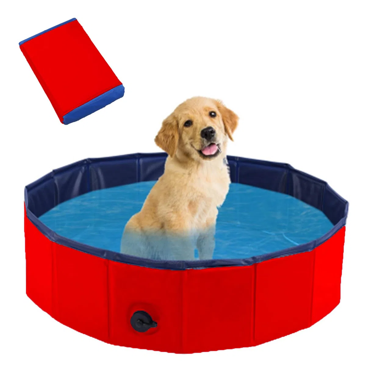 Piscina pieghevole per cani, 60 x 20 cm, piscina per animali domestici, antiscivolo, portatile, in PVC, rosso