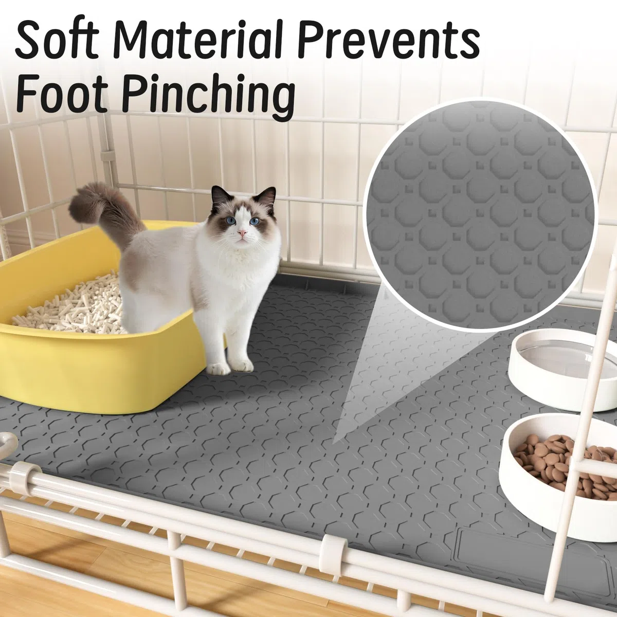 Tappetino in silicone per lettiera per gatti grande 86cm x 56cm,tappetino per gatti per lettiera, antiscivolo e impermeabile, bordi rialzati