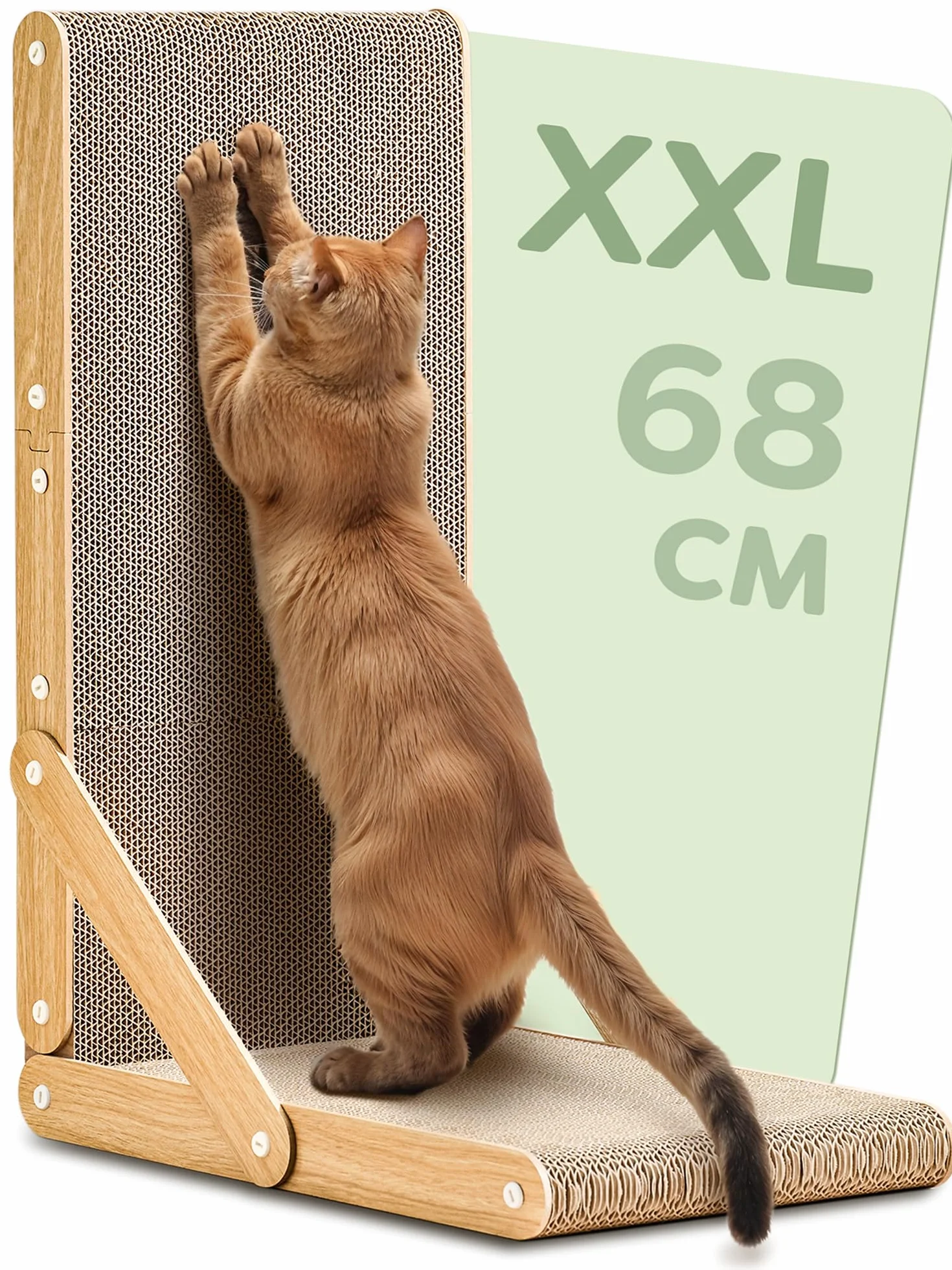Knupis Tiragraffi Gatto Grande 68 cm - Particolarmente Resistente per la Cura Degli artigli Gattini - Facile da montare - Protezione per divano e parete - Design reversibile a Forma di L
