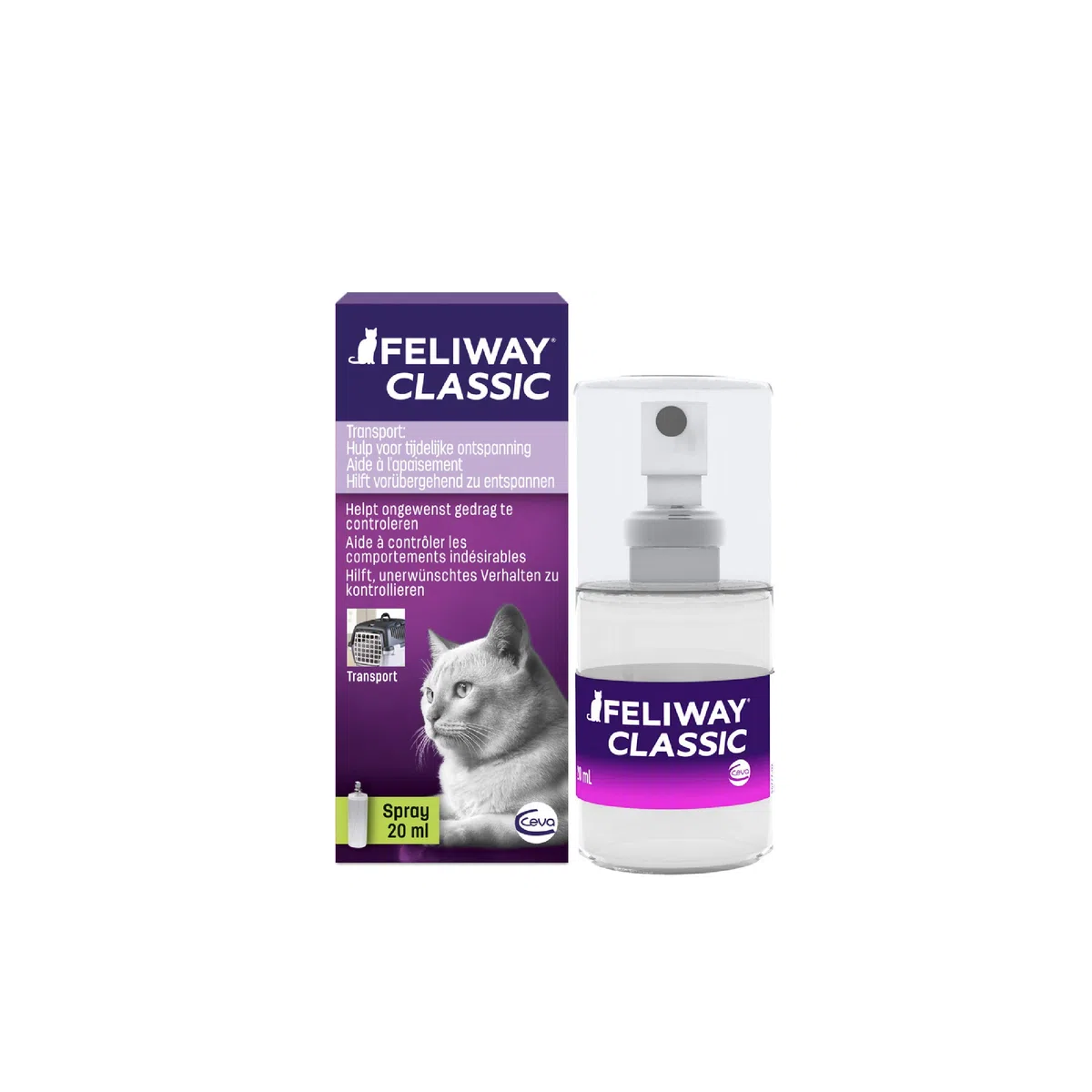 FELIWAY Classic Transport Spray per Gatti | Viaggi e Trasporto Senza Stress | Assicura Un rilassamento Durante l'applicazione mirata Contro Le marcature urinarie e i Graffi | 20 ml