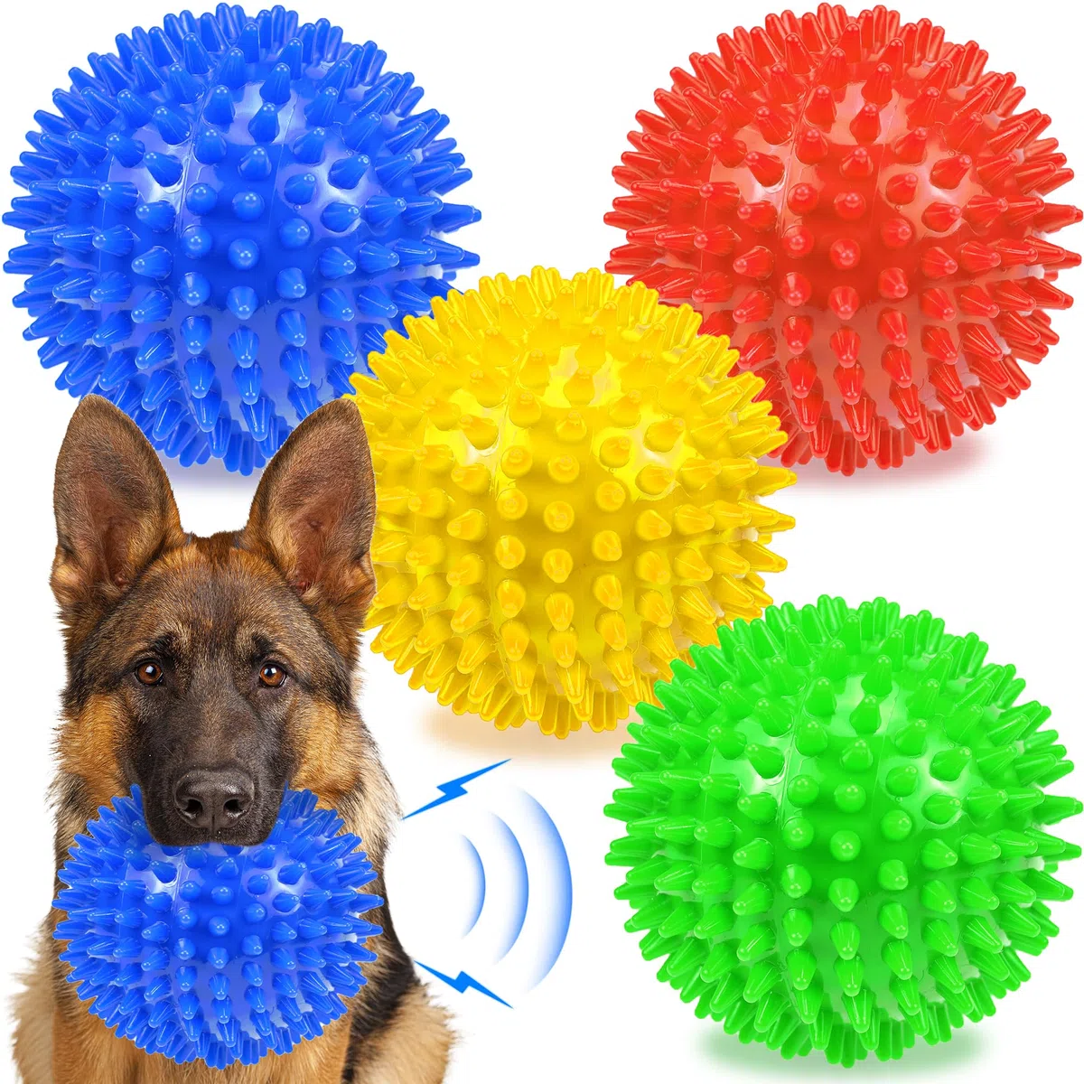 4 palline per cani grandi, 12 cm, gioco resistente per masticazione aggressiva