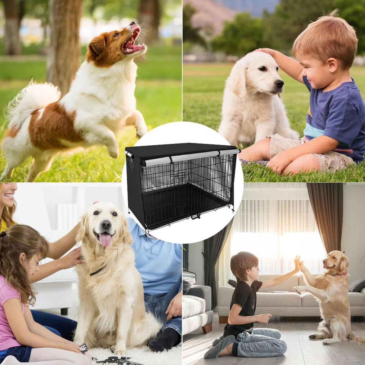 Generic Copertura per Gabbia per Cani, Impermeabile, Lavabile, Aperta su Tutti i Lati, Traspirante, Protezione UV, Facile da Montare, per Cani di Taglia Media