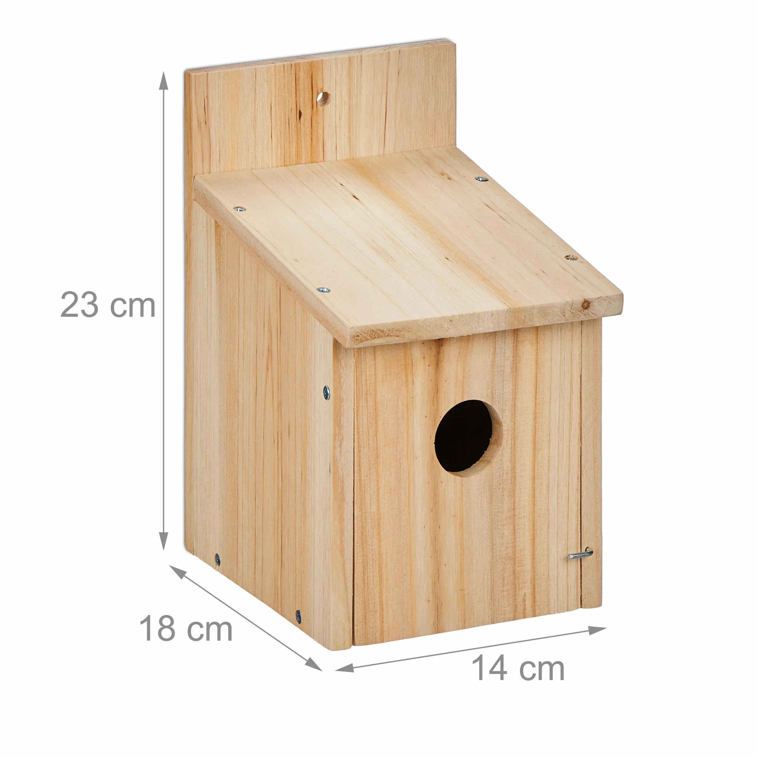 Relaxdays Casa per Uccellini, Set 2 Casette Nido Appesa in Kit DIY, Sportello, Foro 35 mm, 23x14x18 cm, Legno, Naturale