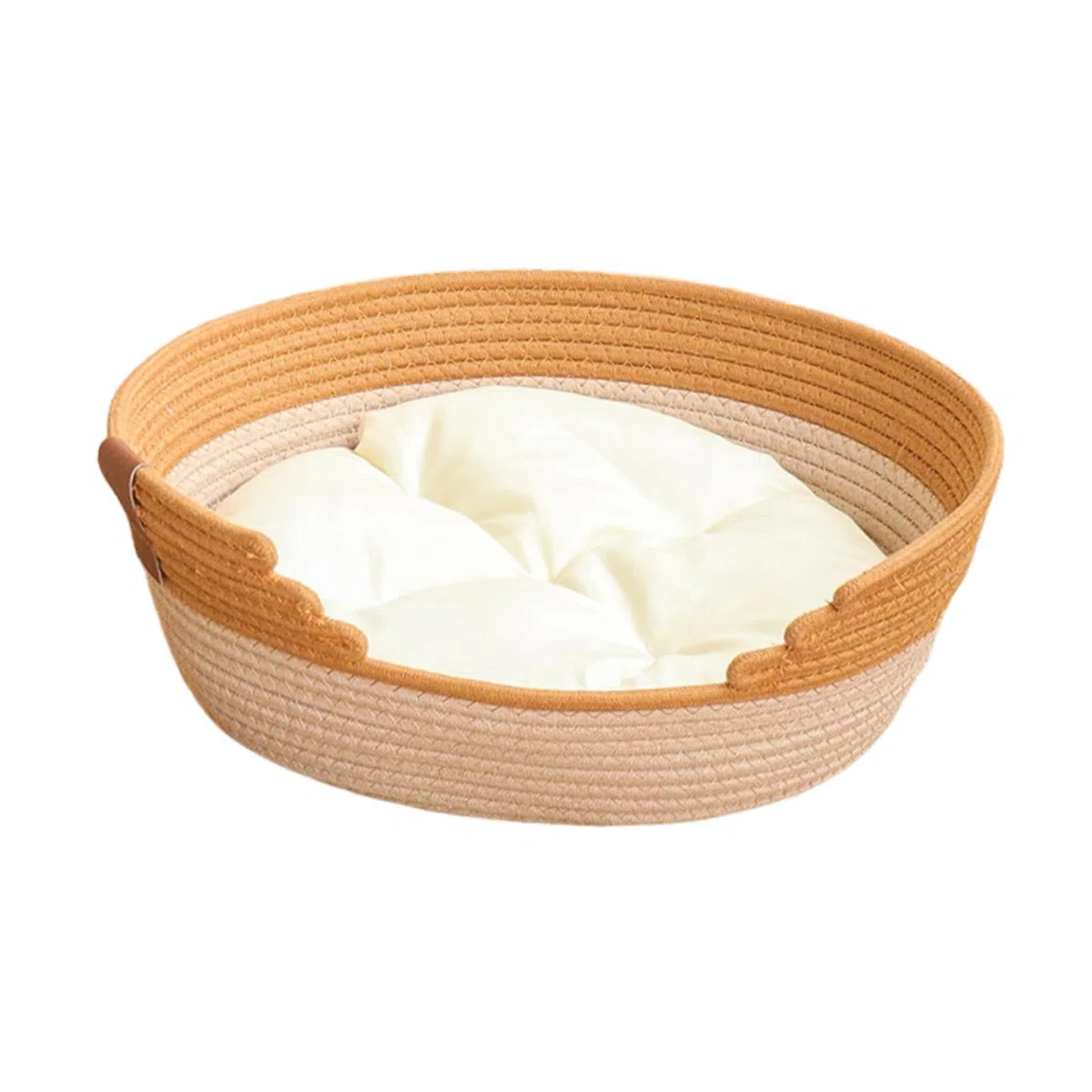MagiDeal Cesto per Lettino per Gatti in Corda di Cotone Intrecciata, Letto per Dormire con Cuscino, Cuccia Portatile AntiGraffio per Animali Domestici, M
