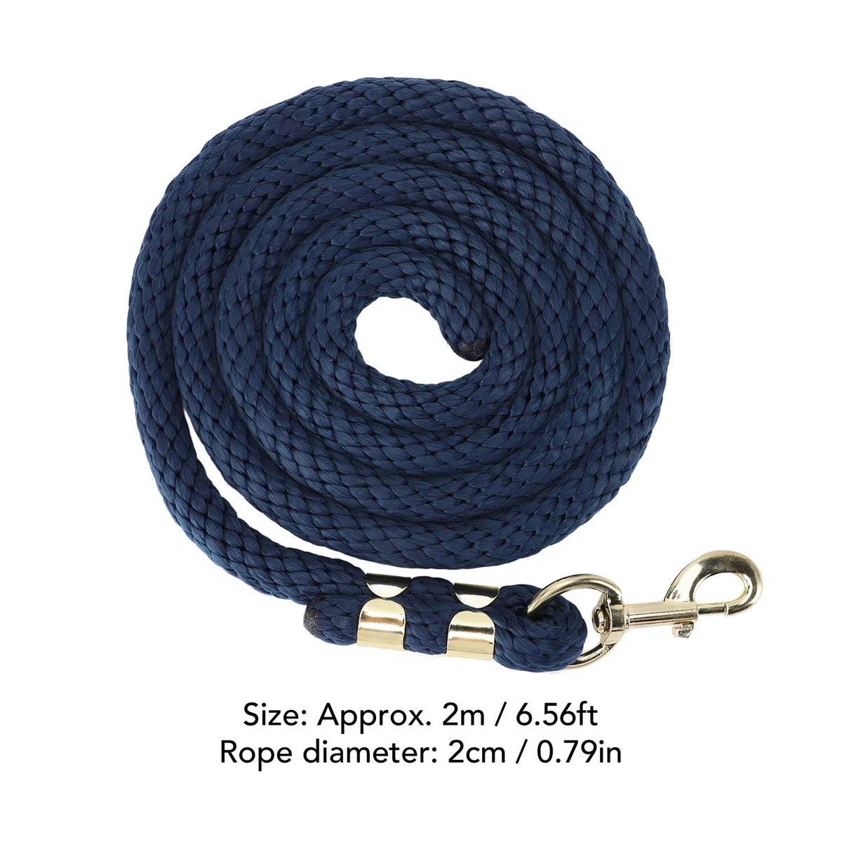 Linea di Affondo a Cavallo Corto da 2 M, Resistenza di Rottura di 1.500 Kg PP PP + Scap in Acciaio Inossidabile per L'allenamento del Puledro, Maneggevolezza (Blu navy)