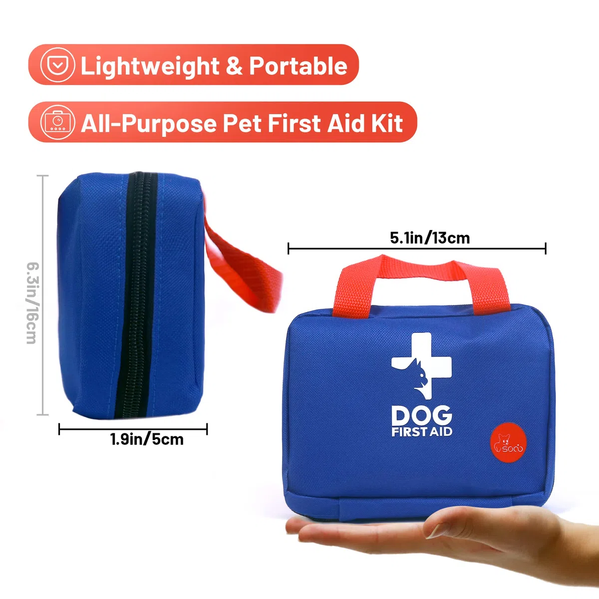 socio Kit di Pronto Soccorso per Animali Domestici,Borsa di Pronto Soccorso per Cani,Gatti,Animali,Prodotti Sanitari per Cani,Perfetto per Cura Domiciliare e Emergenze Durante Viaggi All'aperto