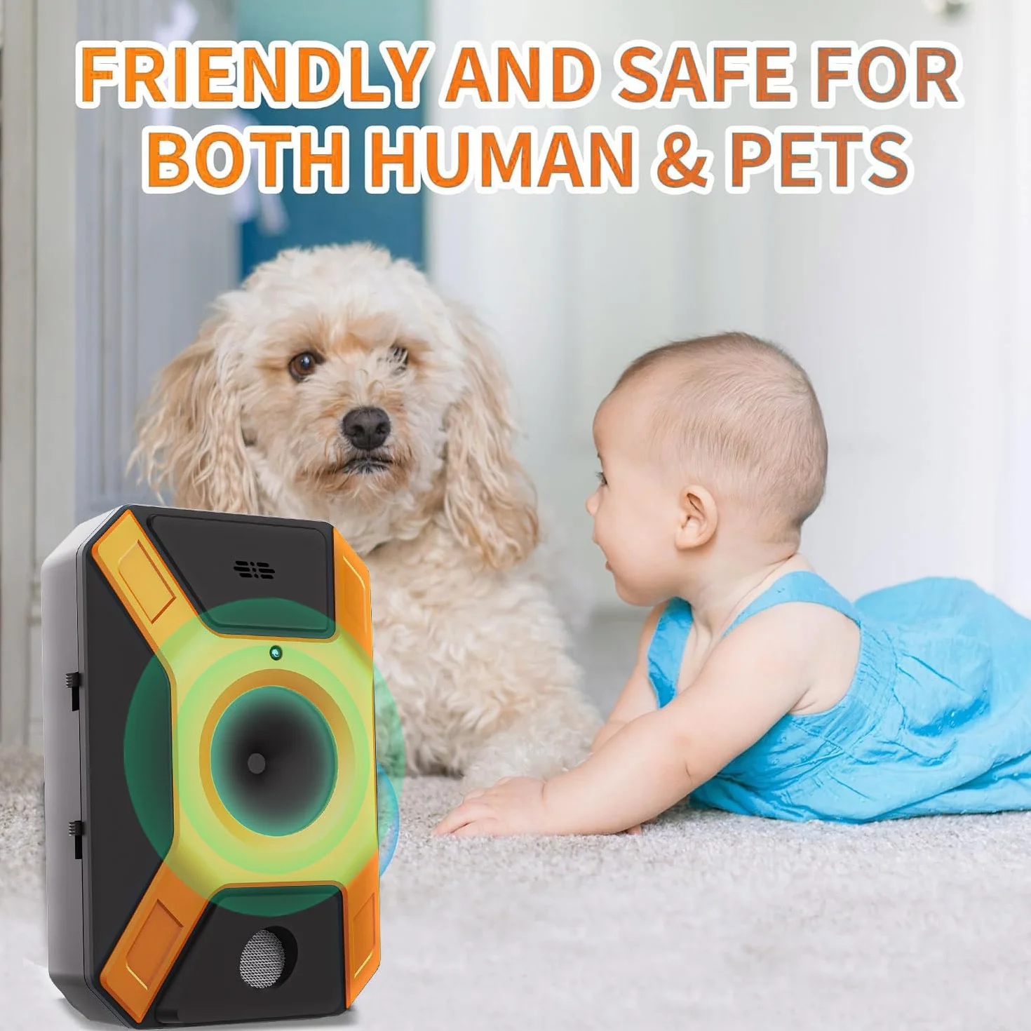 WUGEIN Ultrasuoni Antiabbaio,Ultrasuoni per Cani,Antiabbaio Anti Abbaio Cani Dispositivo, Automatico Anti-Abbaio per Cani con 3 modalità da Interno Interno ed esterno