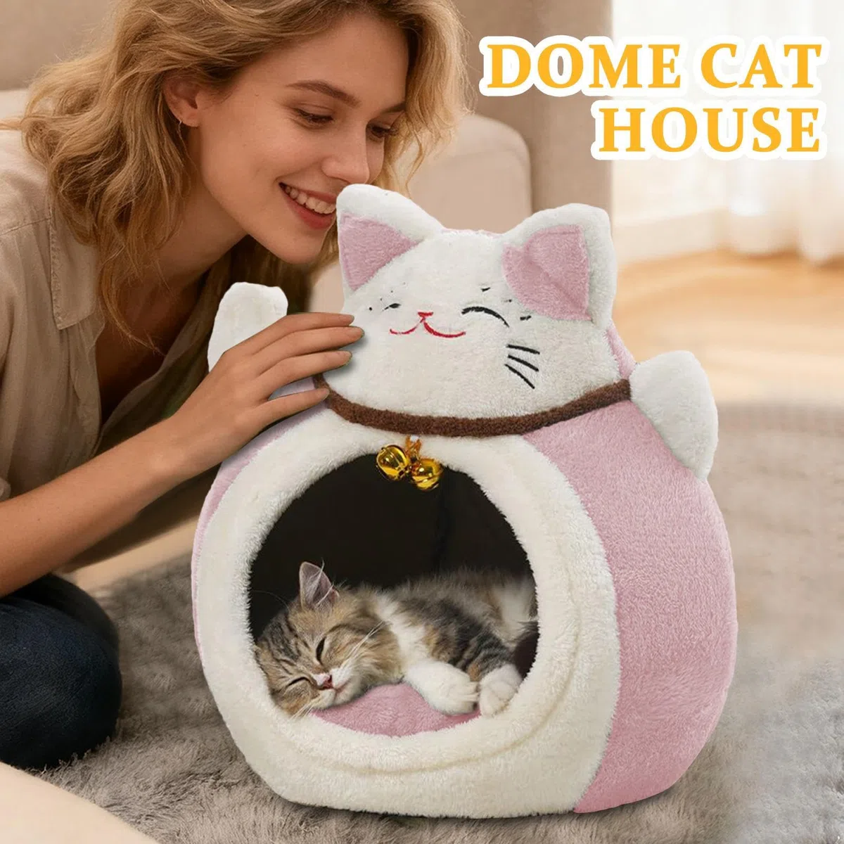 Letto Caverna Per Gatti Invernale, Cuccia Semi-Chiusa Per Cuccioli, Cuccia Per Gattini Per Clima Freddo, Per Inverno Casa Appartamento Sonno Notturno Pisolini Diurni Periodo di Recupero Rifugio