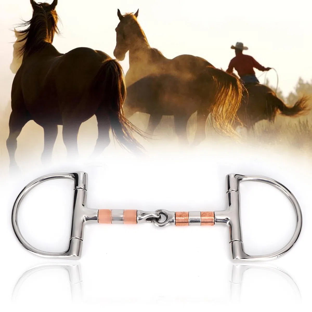 Morso per Cavallo con Bocca filettata ad Anello a D in Acciaio Inossidabile, morso per Cavallo con Bocca snodata a Rullo in Rame in Acciaio Inossidabile