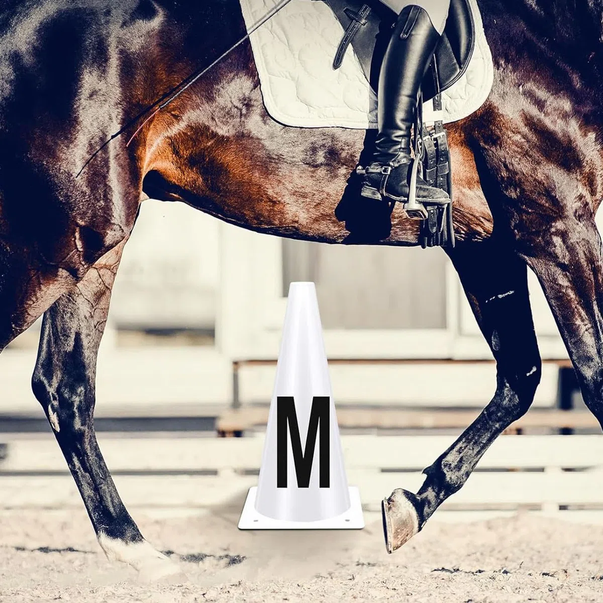 Teksome Attrezzatura per l'addestramento del cavallo,Coni da dressage | Lettere da dressage bianche portatili - Segnalini da dressage da competizione, coni da allenamento sportivo impilabili per