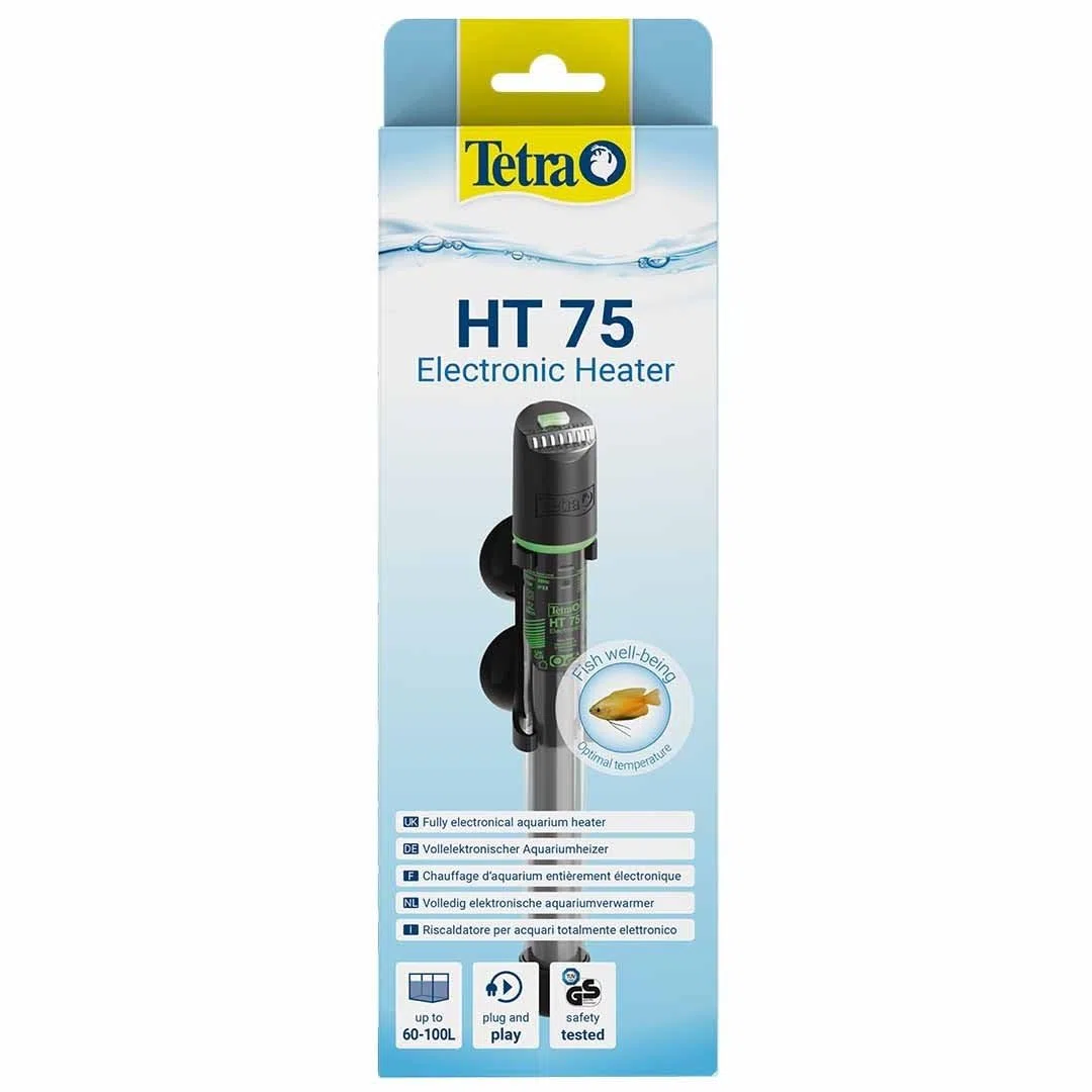 Tetra HT 75 - Potente riscaldatore per acquari Completamente Elettrico con LED di Stato a 3 Livelli per Il Controllo della Temperatura per acquari da 60-100 L