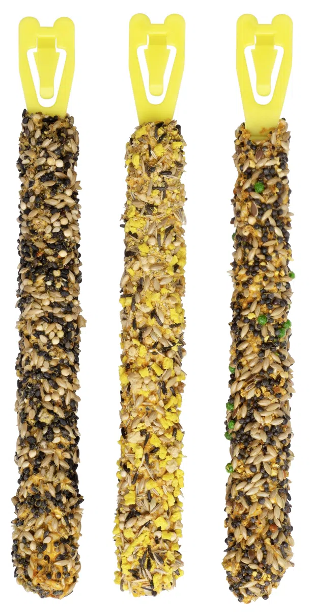 Vitakraft Kräcker Mix, snack per uccelli, per canarini, bastoncini da sgranocchiare, con uovo e semi da prato, con kiwi e limone, con banana e sesamo, senza zuccheri aggiunti (10x 80g)