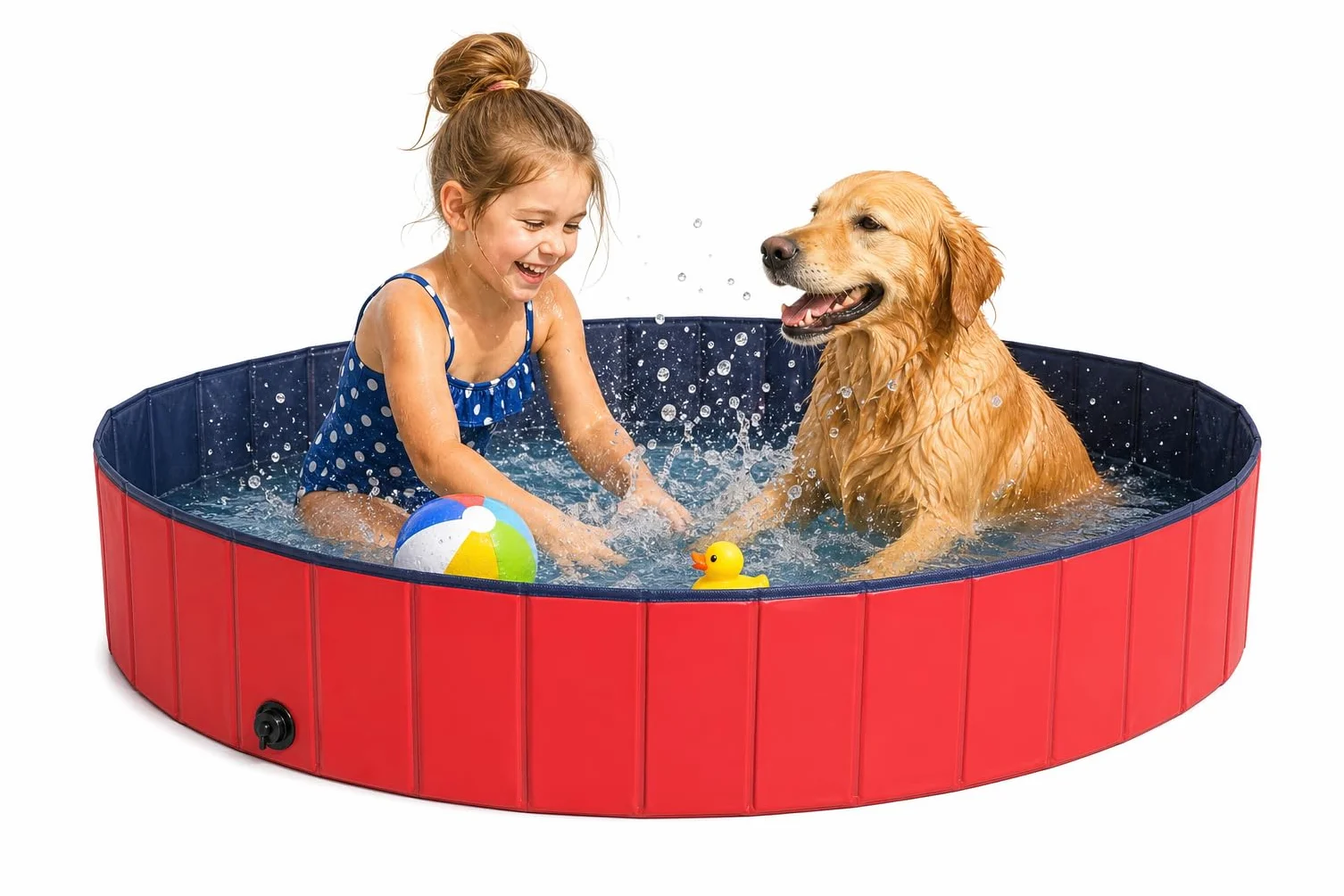 lionto Piscina per Cani pieghevole in PVC Piscinetta per Cani Bagno per Cani Piscina per Cani di diverse misure, (M) 120 cm Ø Altezza 30 cm Blu/Rosso