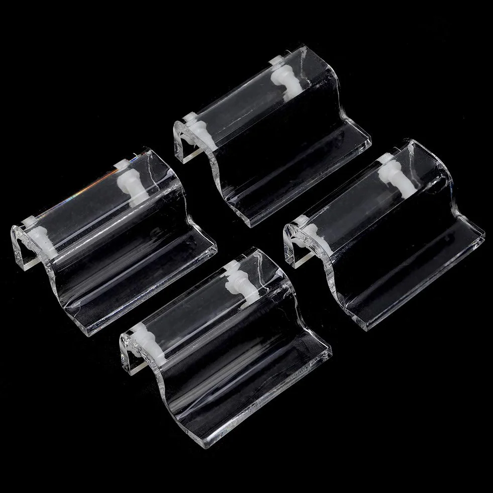 Copertura in vetro per acquario, 4 pezzi, clip per coperchio in vetro per acquari senza montatura, trasparente, supporto per supporto, adatto a vari dimensioni