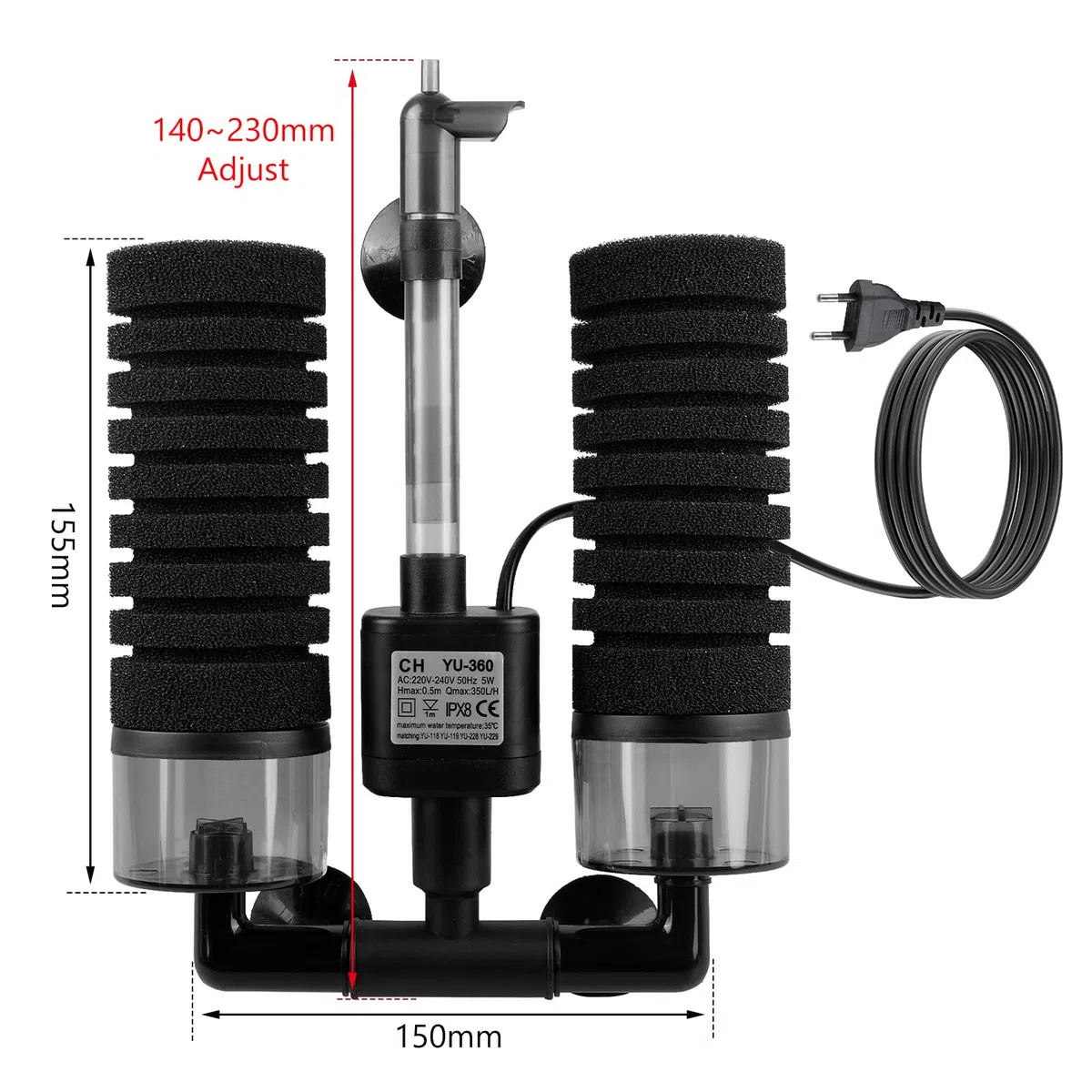 Filtro in spugna per acquario, filtro in schiuma silenziosa, filtro per acquario con sfera filtrante, filtro elettrico per acquario, filtro a doppia spugna, filtro per acquario, filtro meccanico