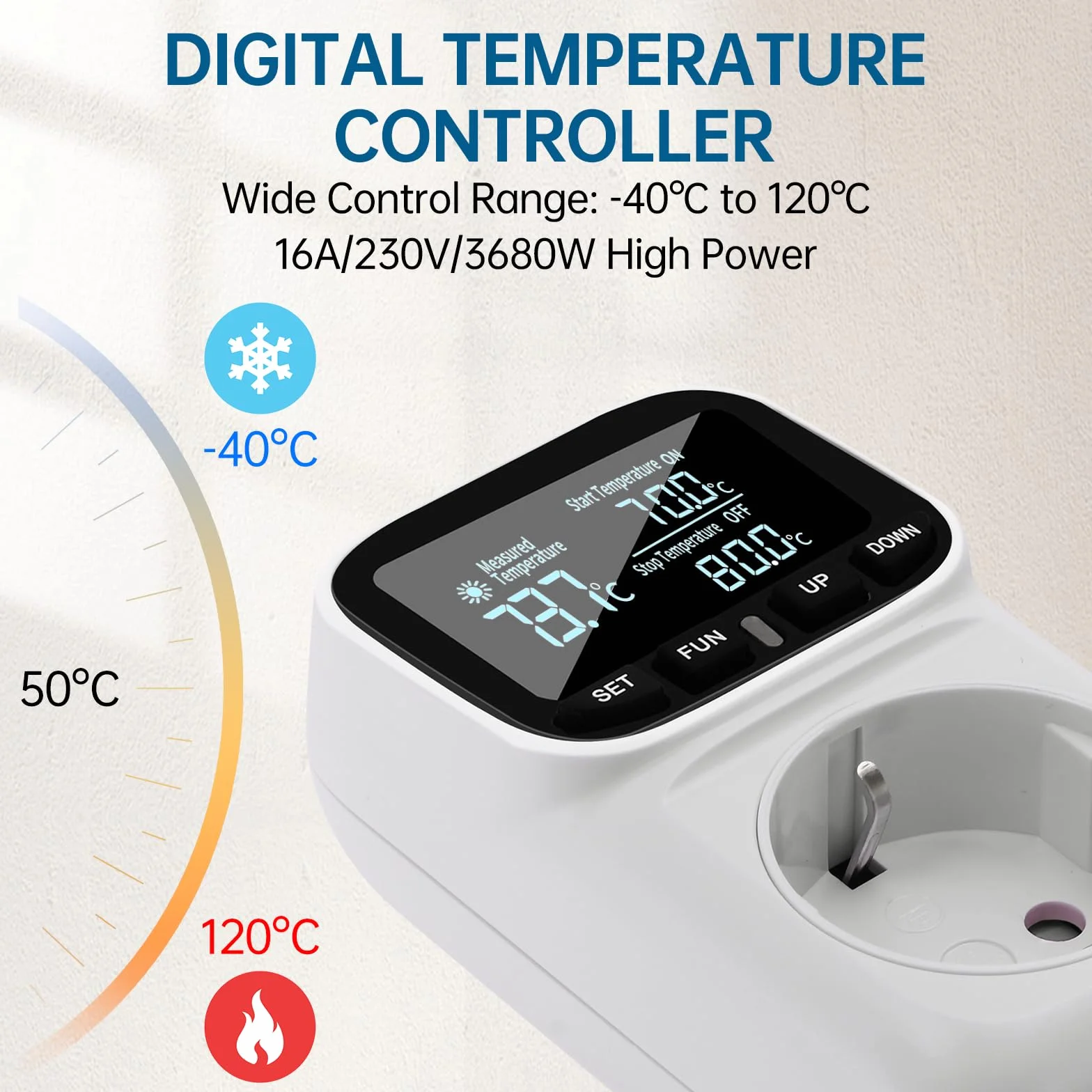 Diymore Presa Termostato Digitale,Regolatore di Temperatura Presa 230V con Sensore,Interruttore di Temperatura per Acquario Frigorifero Riscaldamento Raffreddamento