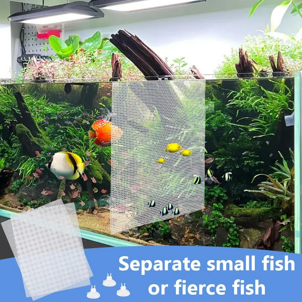 OLYCRAFT Divisore per Acquario 4 pz, Plastica Bianca, 26x33.5cm, 24 Ventose Trasparenti, Separatore per Acquario