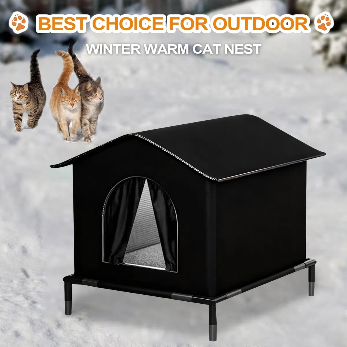 Cuccia Gatto Esterno Sollevata Cuccia Per Gatti All'aperto Impermeabile Resistente Alla Pioggia E Al Freddo Casetta Per Felini Letto Caldo Per Gatti In Inverno Ideale Autunno Inverno