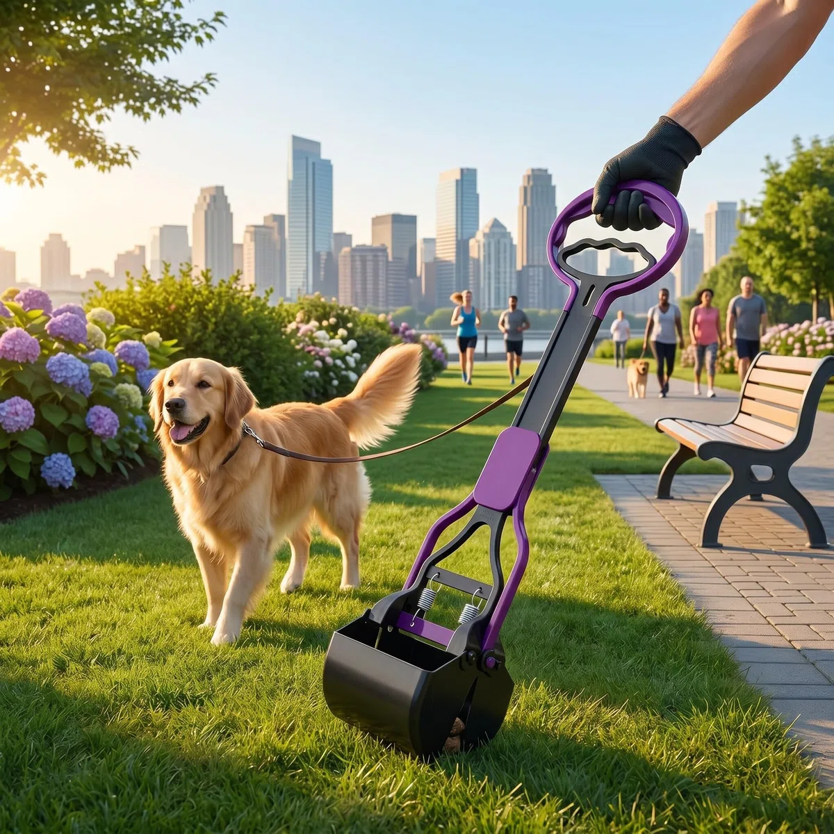 Wakects Paletta per Escrementi di Animali con Manico Lungo, 28 cm, Portatile, Viola, 28 x 8,7 cm