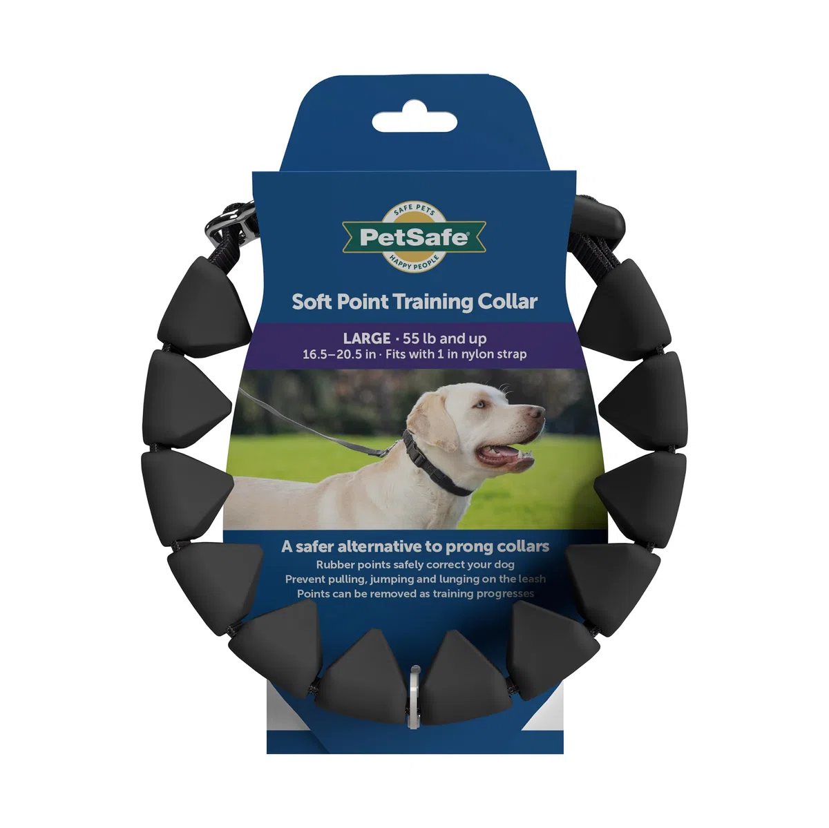 PetSafe Soft Point Collare per addestramento cani, senza tirare, con punte morbide in gomma, grande, 2,5 cm, nero