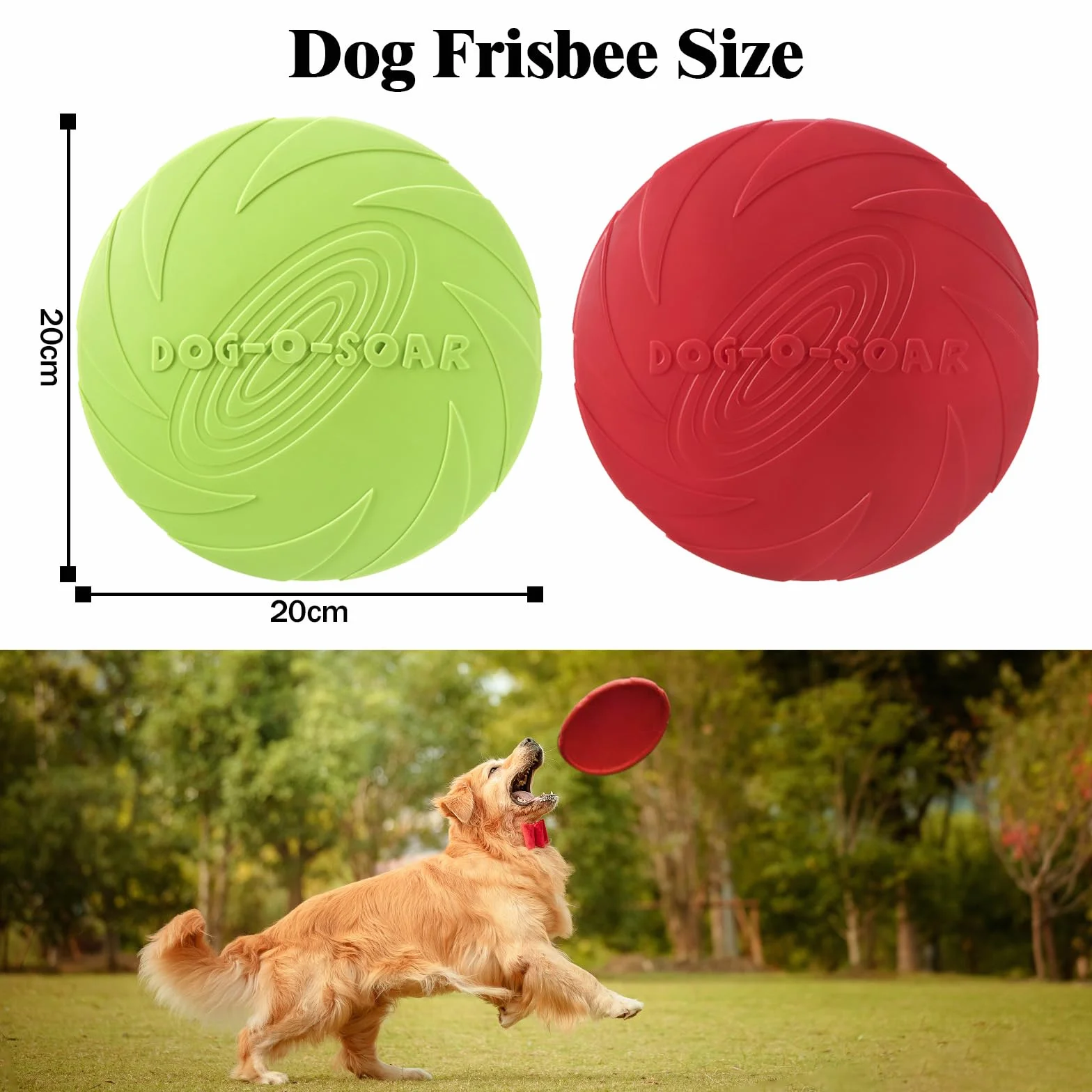 Confezione da 2 frisbee per cani da 18 cm,Frisbee di Gomma, ottimi per l'addestramento degli animali domestici (rosso e verde)