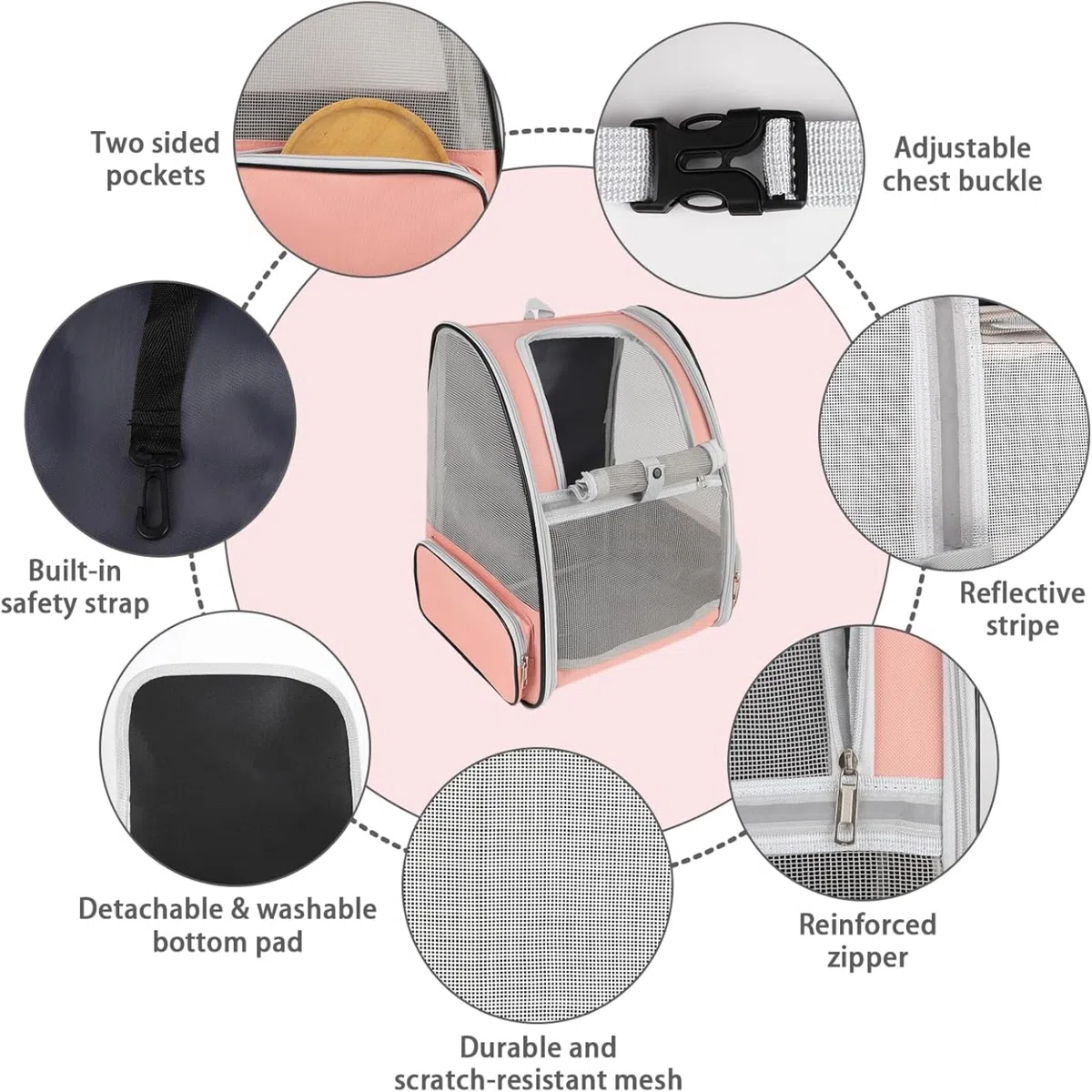 Zaino trasportino per animali domestici approvato dalle compagnie aeree design capsula spaziale con rete ventilata cinghie regolabili confortevoli piccoli borsa viaggi escursioni e campeggio