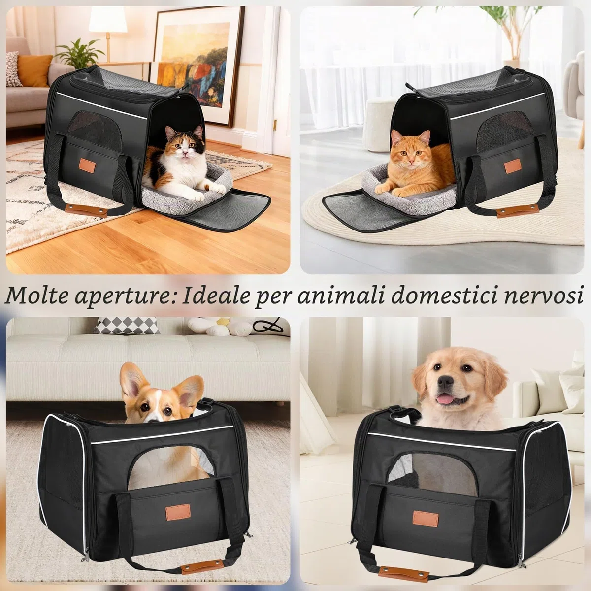 Trasportino per Gatti,Trasportino Gatto Morbido,Trasporto e Pieghevole Traspirante,trasportatore per animali domestici con cerniere di sicurezza,Trasportino per Viaggi Lunghi e Brevi