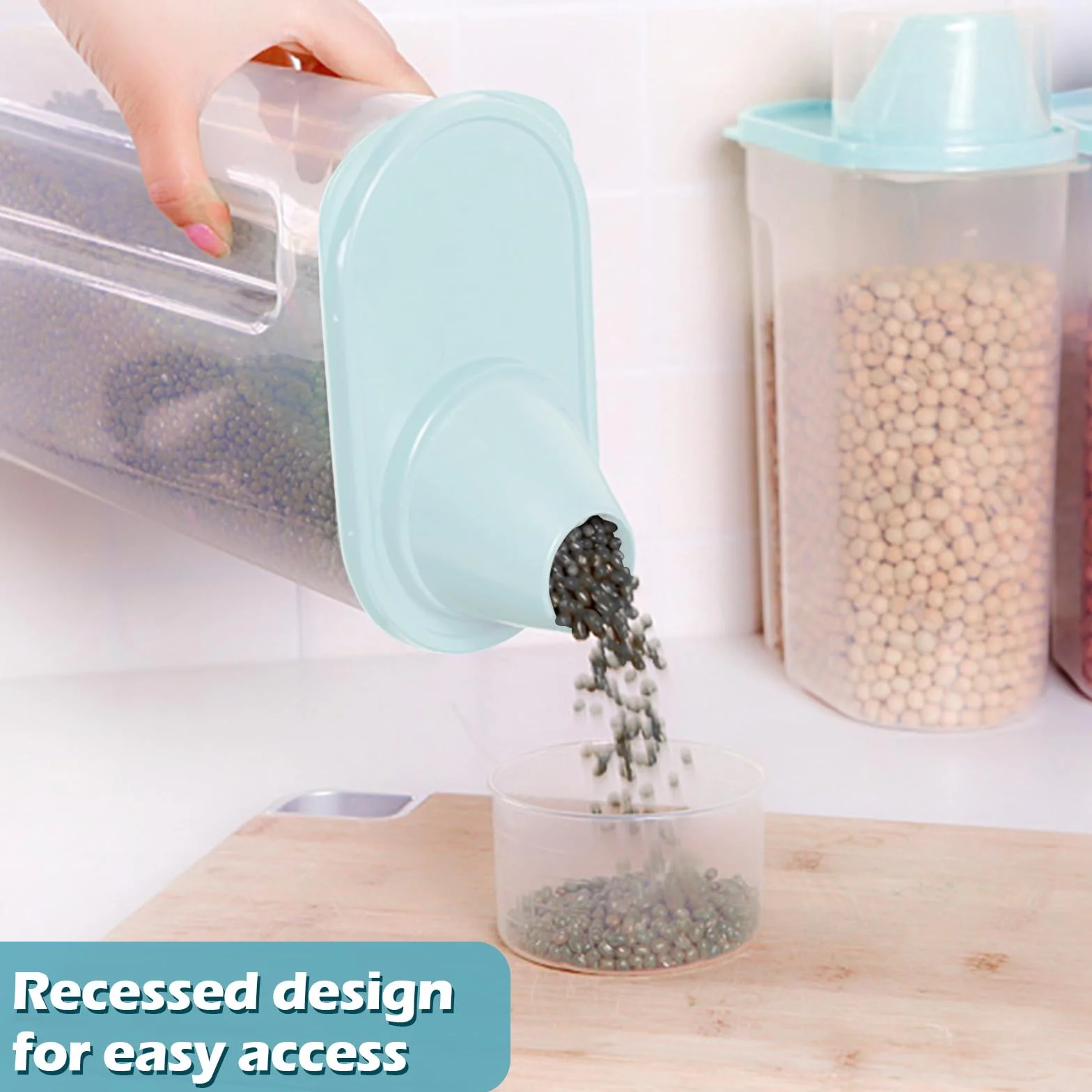 Dokeno 2Pcs Contenitore Crocchette Cane, Porta Crocchette Gatto, Contenitore Ermetico per Alimenti con Misurino, Contenitori per Mangimi, Contenitori Alimentari per Cani Gatti Cibo (26*15*8cm, 2,5L)