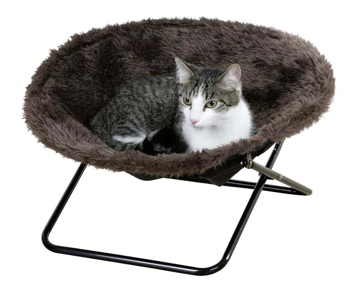 Kerbl Pet Sedia gatti Sharon, cuccia per gatti, sdraio per gatti, marrone, 40cm, Ø50cm, poliestere, robusta struttura in metallo, pieghevole
