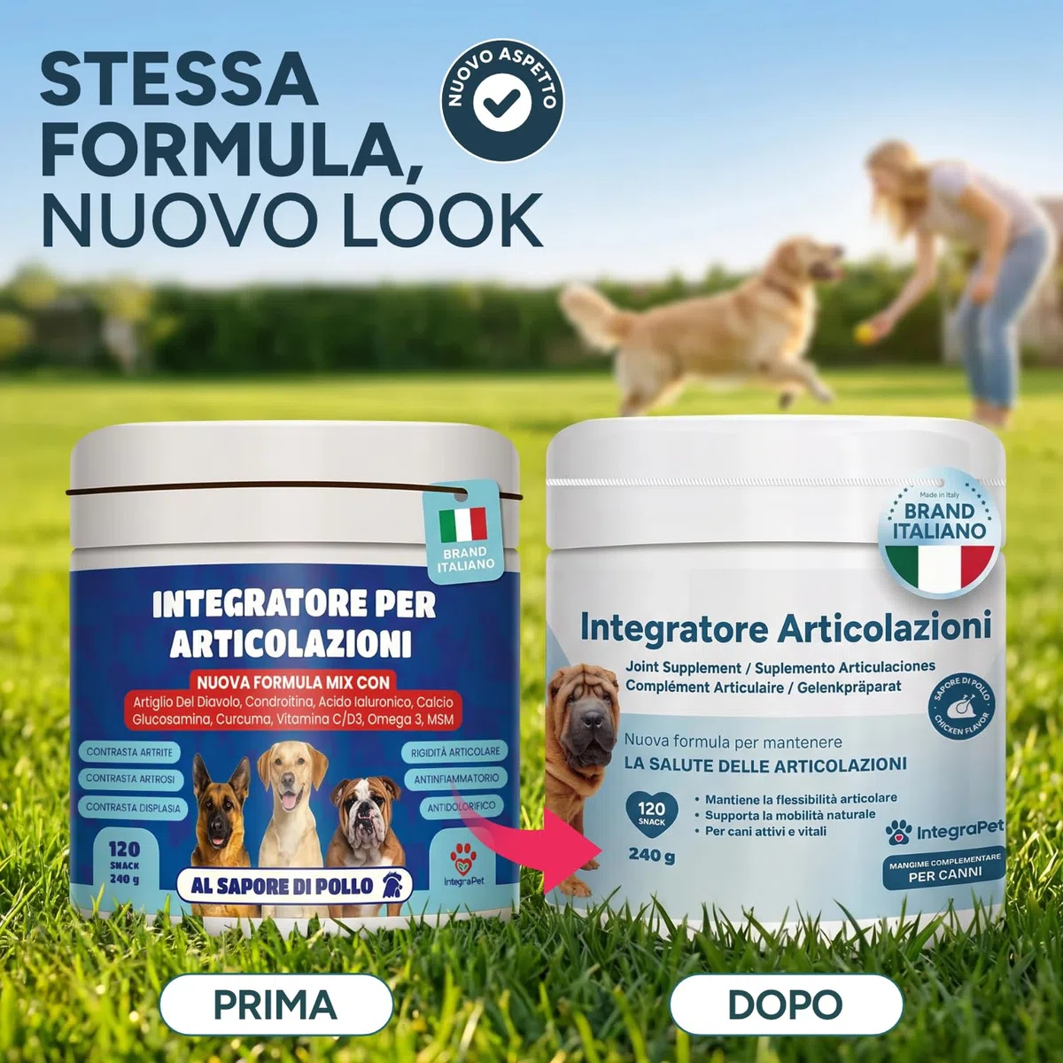 Integratore Articolazioni per Cani – Integratori Articolazioni Cani con Collagene e Magnesio, Glucosamina e Acido Ialuronico, 120 Snack Masticabili per Mobilità e Ossa