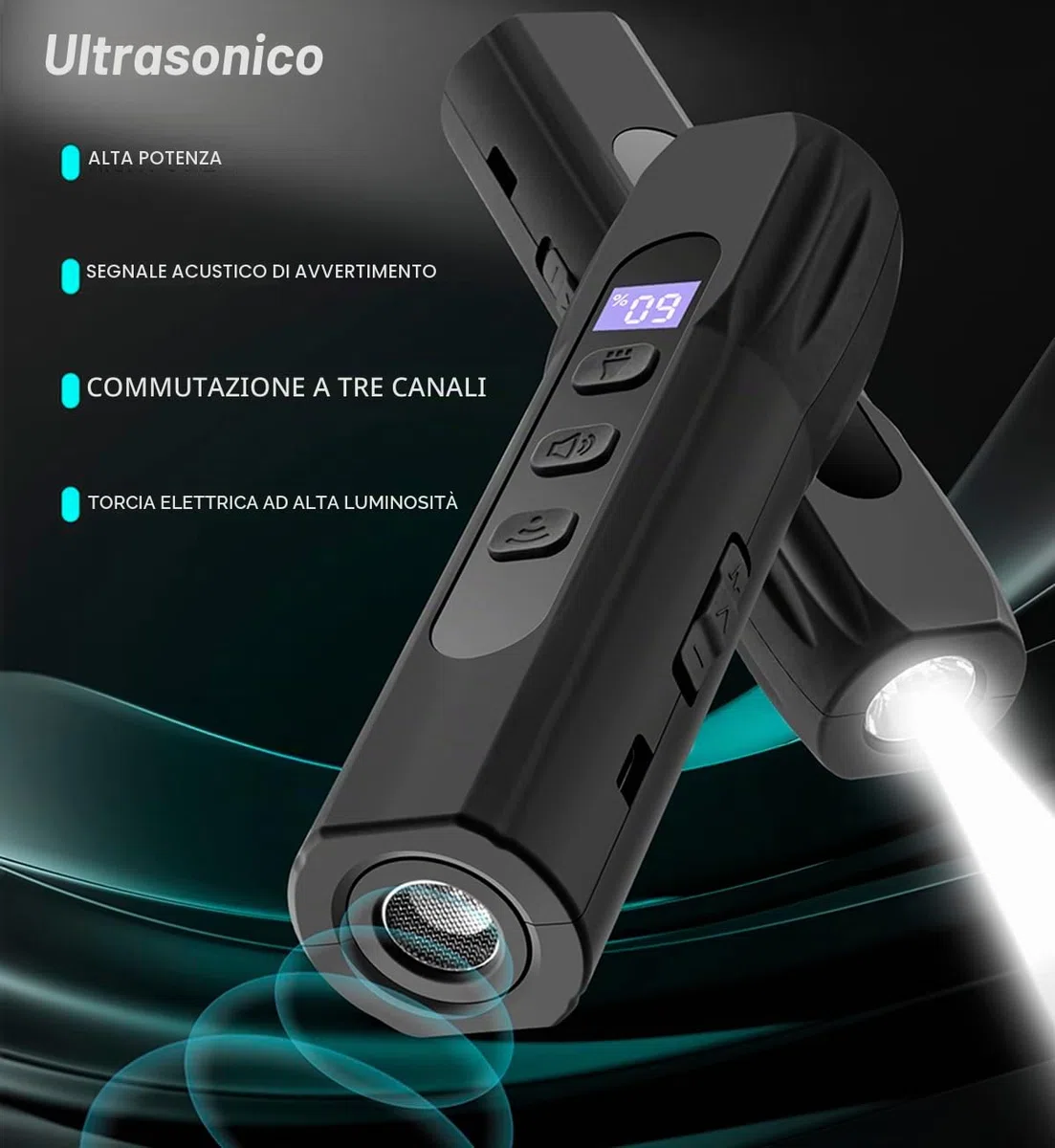 dispositivo a ultrasuoni per cani con luce LED, dispositivo anti-abbaio manuale, addestramento comportamentale a 3 frequenze, segnale acustico lungo e duraturo, pulsante per cani, uso interno