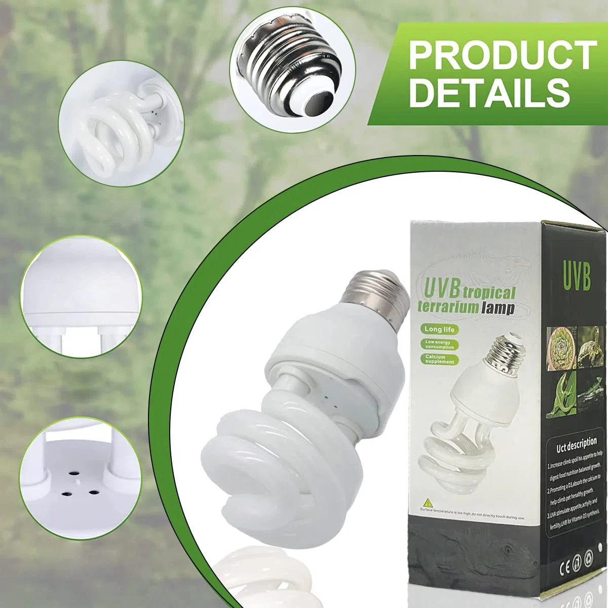 UVB Reptile Light 10.0, Lampadine Tartaruga Lampada da Terrario Compatta a Risparmio Energetico per Rettili del Deserto Serpente/Lucertola/Insetto/Tubo a Spirale Leopardo (UVB10.0 13W)