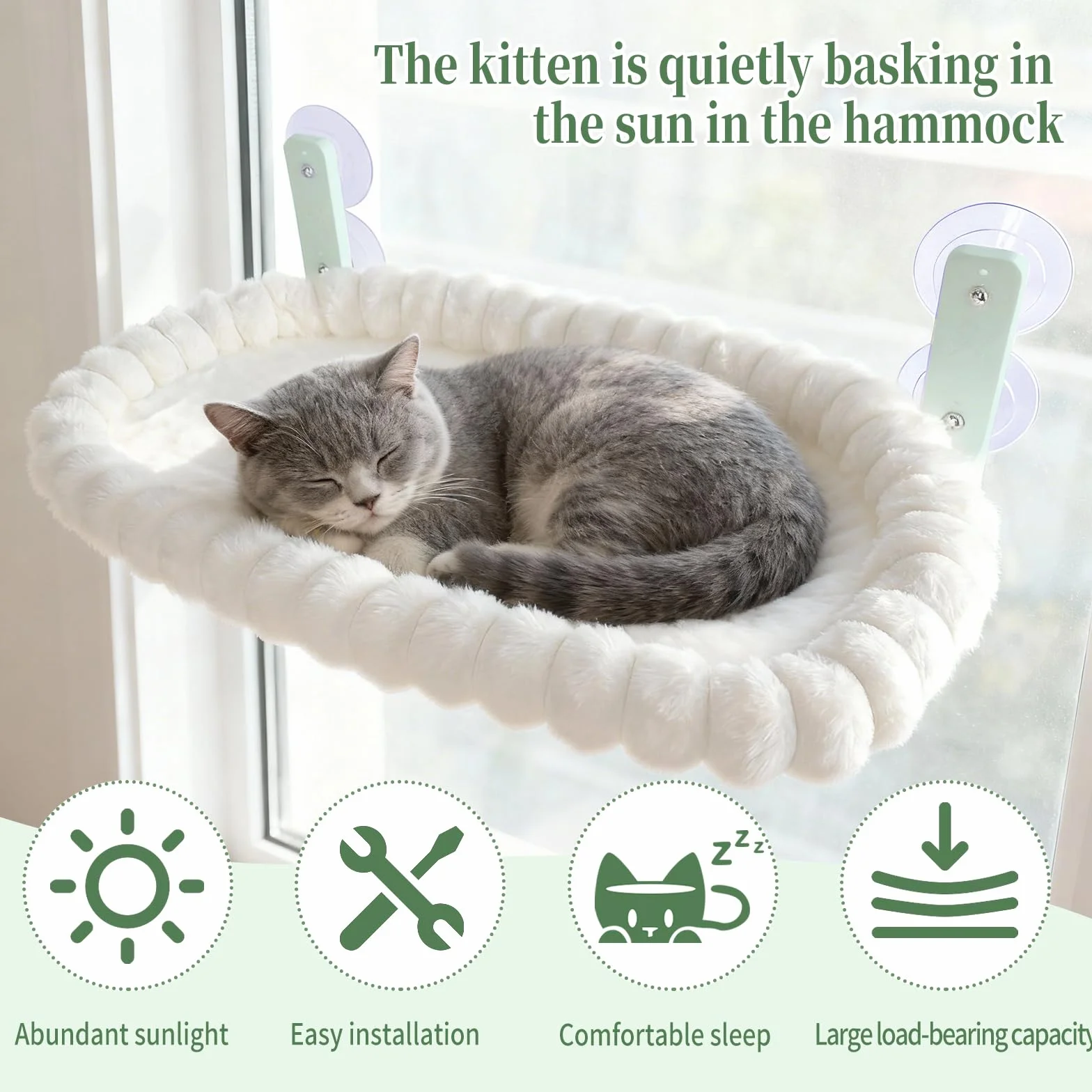 Lettino per Gatti, per finestre, per Gatti, Amaca con Rivestimento Reversibile e Ventose, Stabile Struttura in Acciaio, Fino a 18 kg, per Gatti Domestici e Cani di Piccola Taglia
