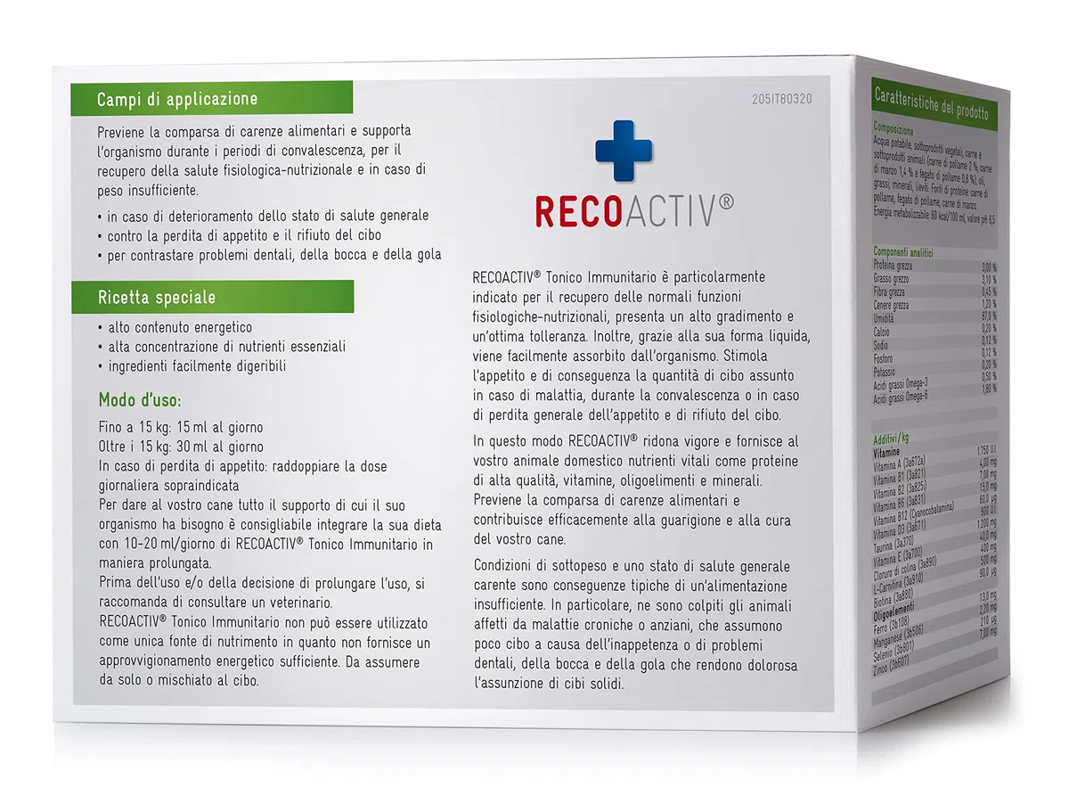 RECOACTIV Tonico Immunitario per cani, 3 x 90 ml, integratore alimentare per rafforzare il sistema immunitario, prevenire i sintomi di carenze e stimolare efficacemente l’appetito