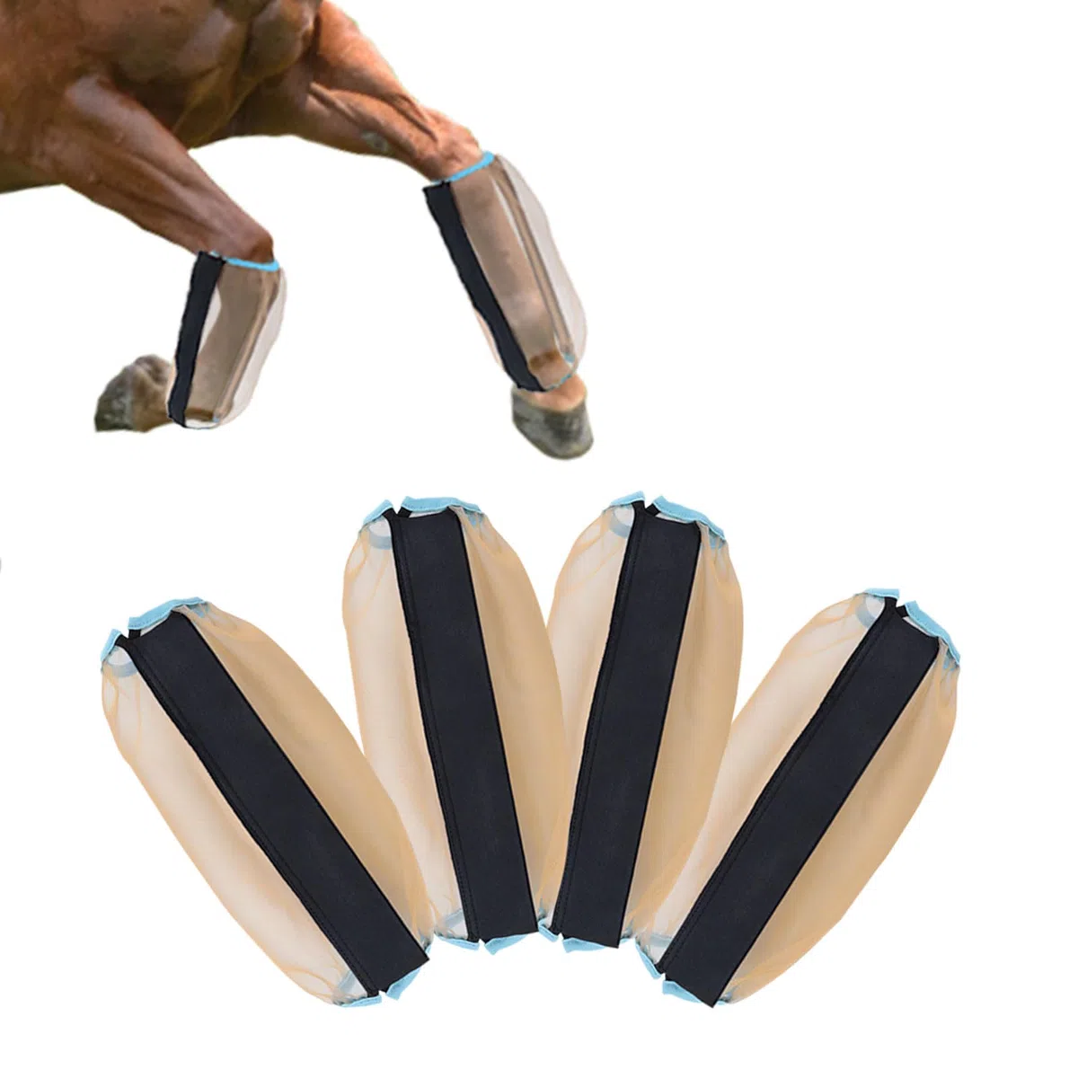 Stinchiere Cavallo Equitazione, 4 Pezzi Stivale Antimosche per Cavalli Leggings Antimosche in Rete per Cavalli professionali design traspirante Anti-Mosche Accessori per Cavalli