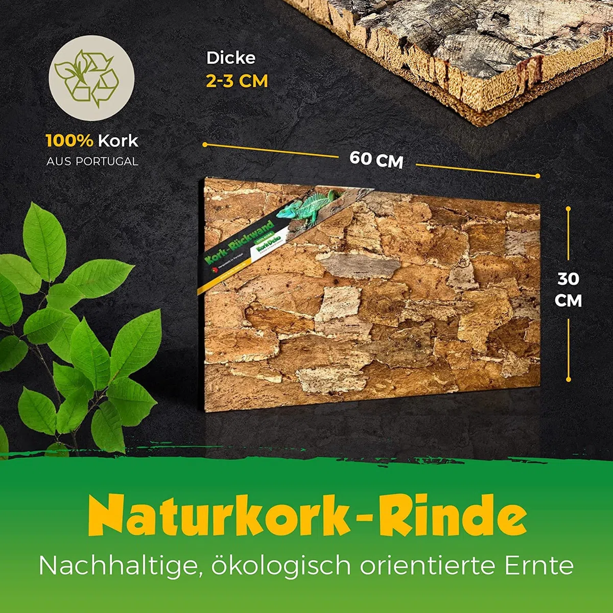 Pannello posteriore in sughero XL Desert (pannello posteriore Terrarium) | Pannello posteriore in sughero 3D 60 x 30 cm | pulito e disinfettato