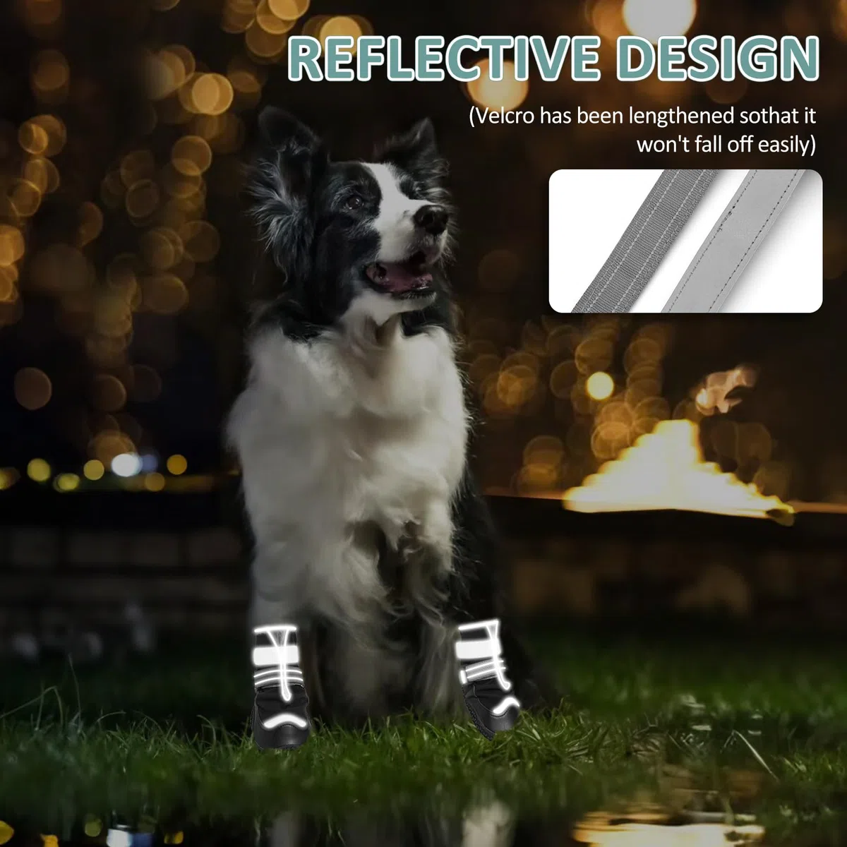 Ohcozzy Impermeabili Scarpette Cane, Stivali per Cani Antiscivolo con Cinturini Riflettenti, Resistenti All'usura, Suola in Gomma Protezione Zampe Cane per Piccoli Medi Grandi 4 Pezzi(XL,Nero)