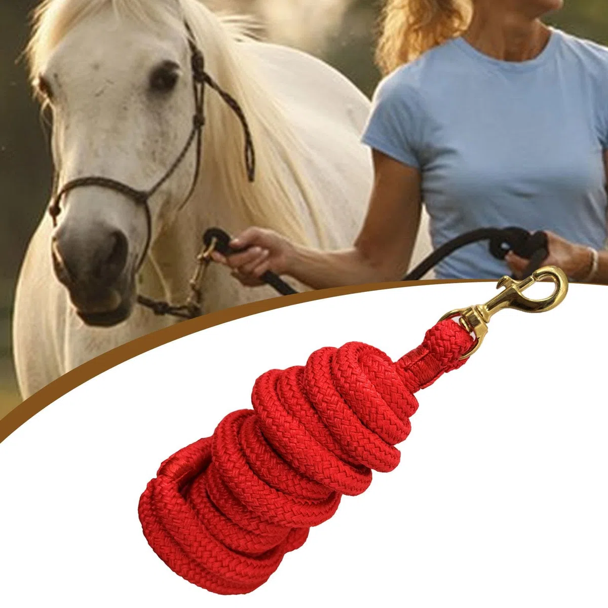 Milageto Corda per Cavallo, longhina per Cavallo, redini Lunghe, Attrezzatura equestre, guinzaglio per Prestazioni equestri, Attacco rapido per Cavezza, Rosso