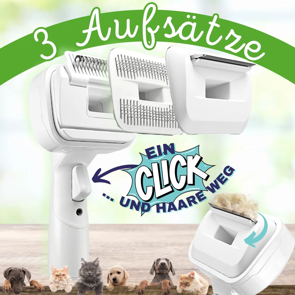 SAFE 'N CLEAN Spazzola per peli di animali domestici, set 3 in 1, compatibile con Dyson Miele Siemens Rowenta AEG Kärcher con adattatore per tutti gli aspirapolvere Ø 32 mm 35 mm