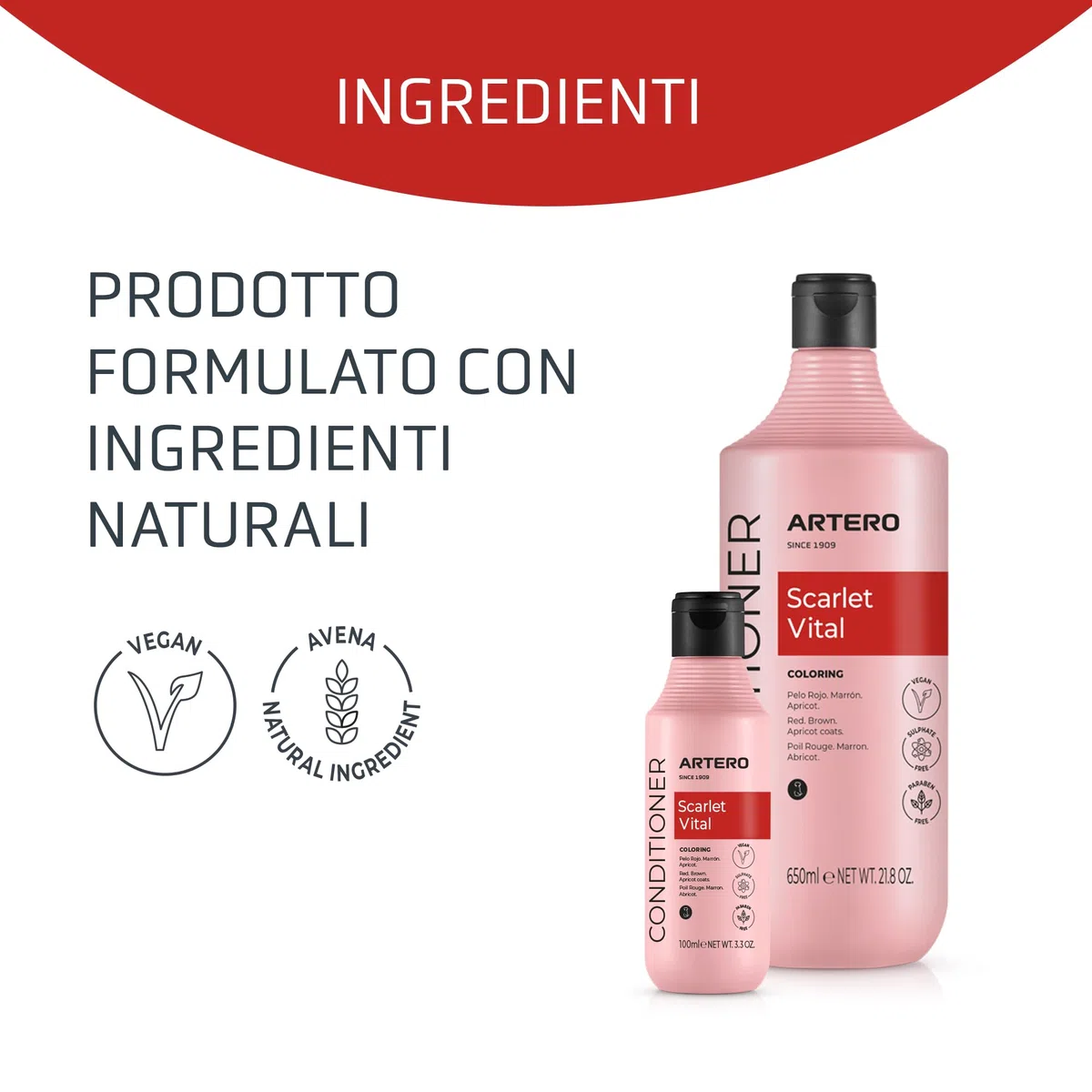 Artero Scarlet Vital Maschera Intensificante Colore per Cani Tonalità Rosse, Marroni, Cioccolatini e Apricot. 100 ml
