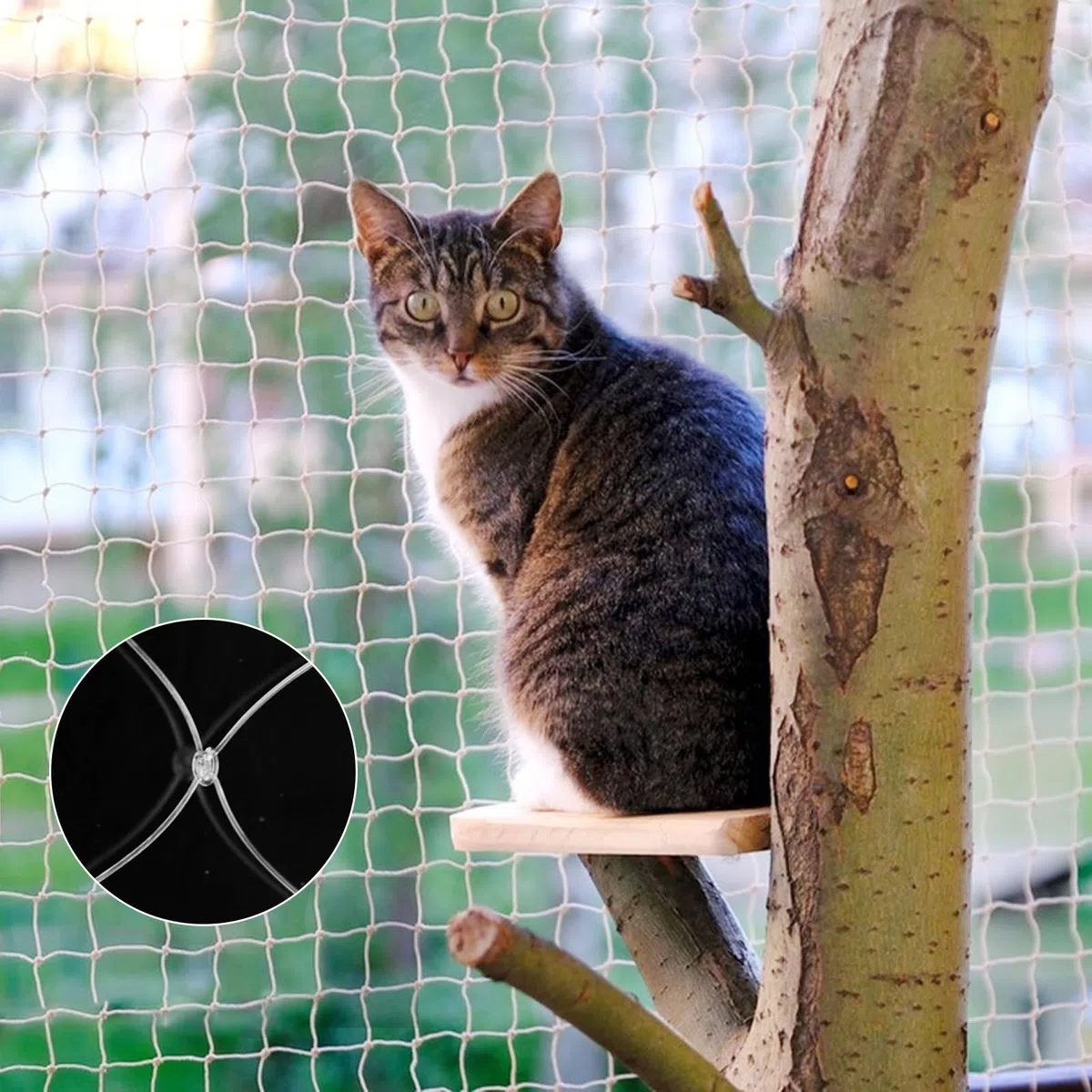 Rete per gatti per balcone – 10 x 3 m rete per gatti rinforzata con nylon ad alta resistenza senza foratura, rete per gatti con corda di fissaggio e accessori, per balconi e finestre